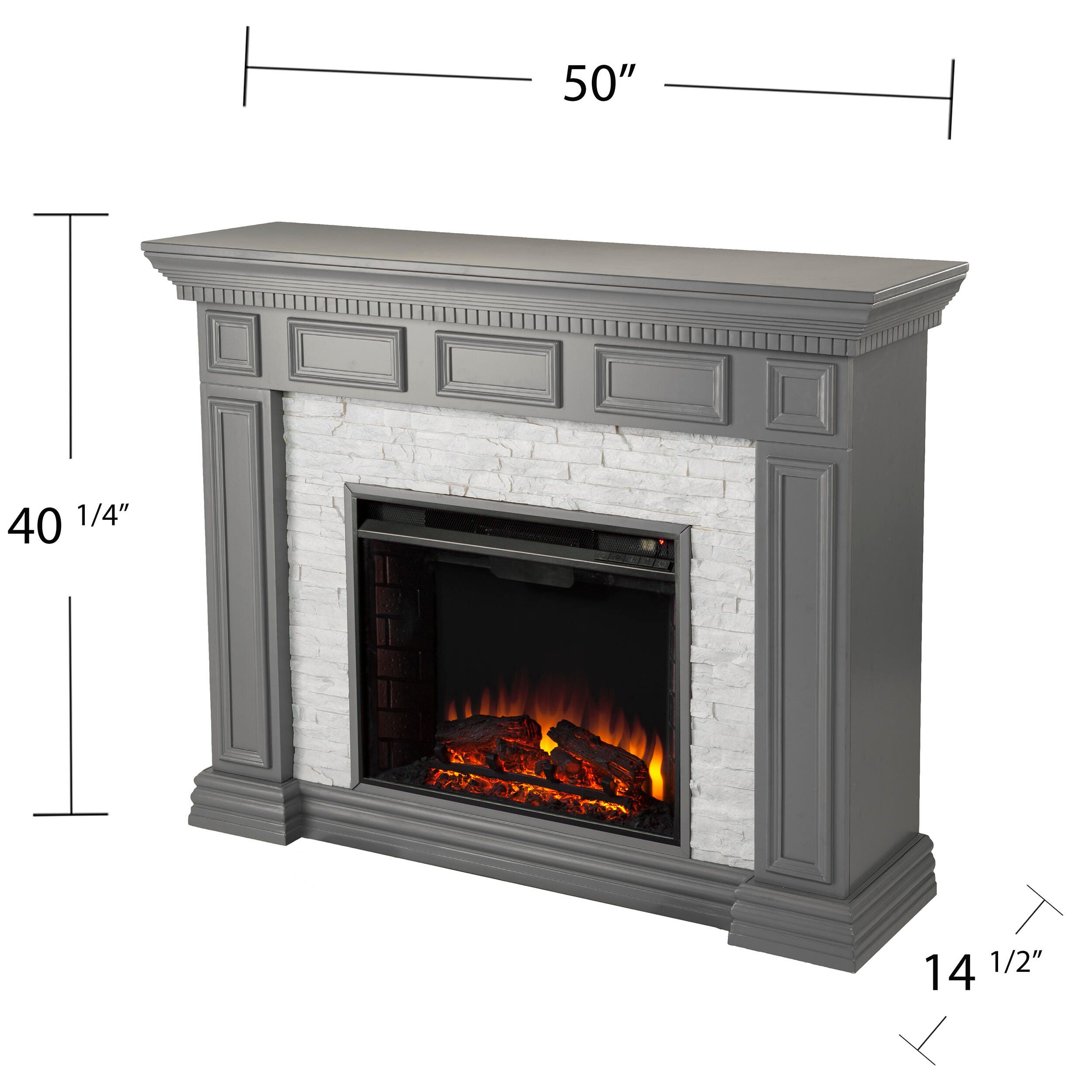 Southern Enterprises Horstena Faux Stone Electric Fireplace, , large