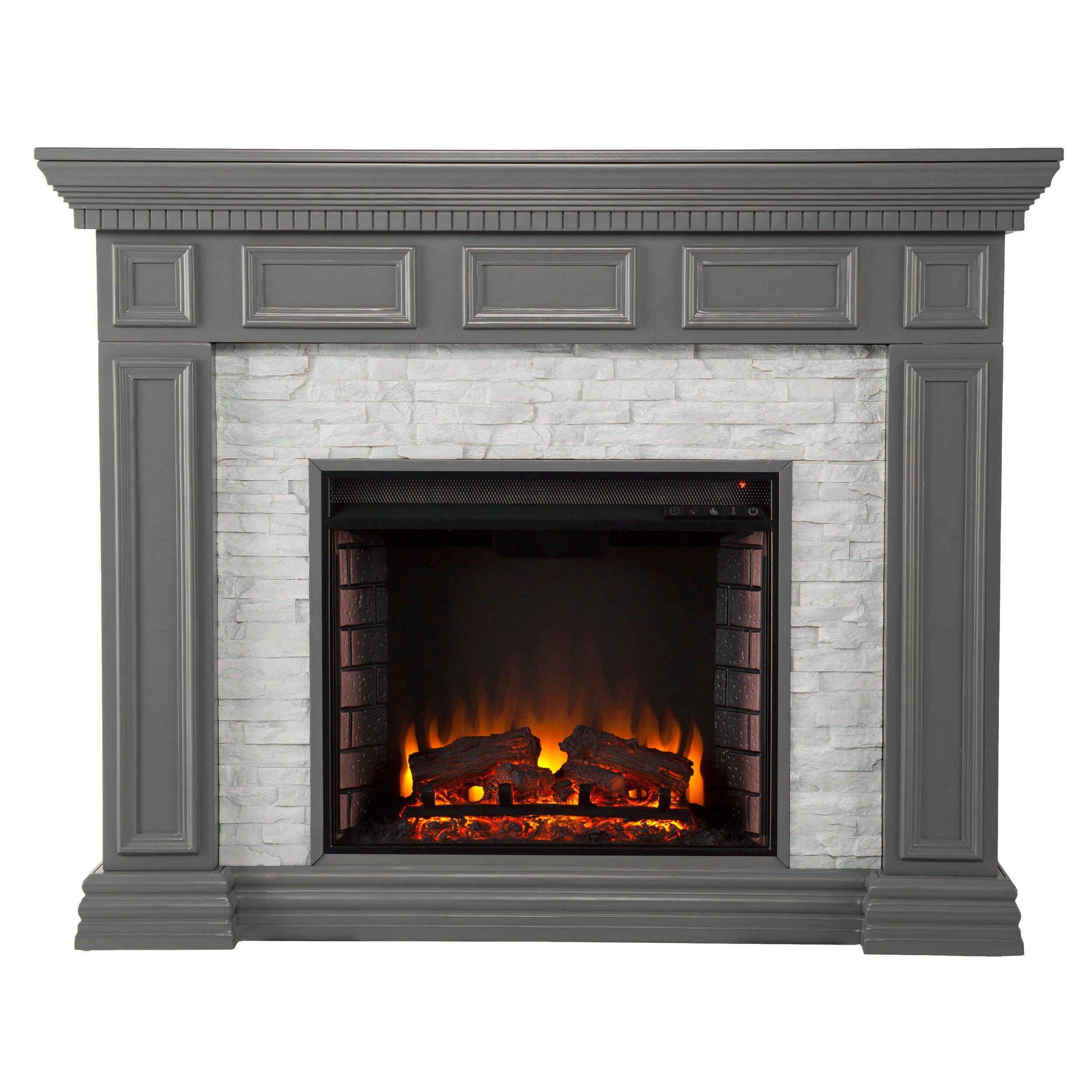 Southern Enterprises Horstena Faux Stone Electric Fireplace, , large