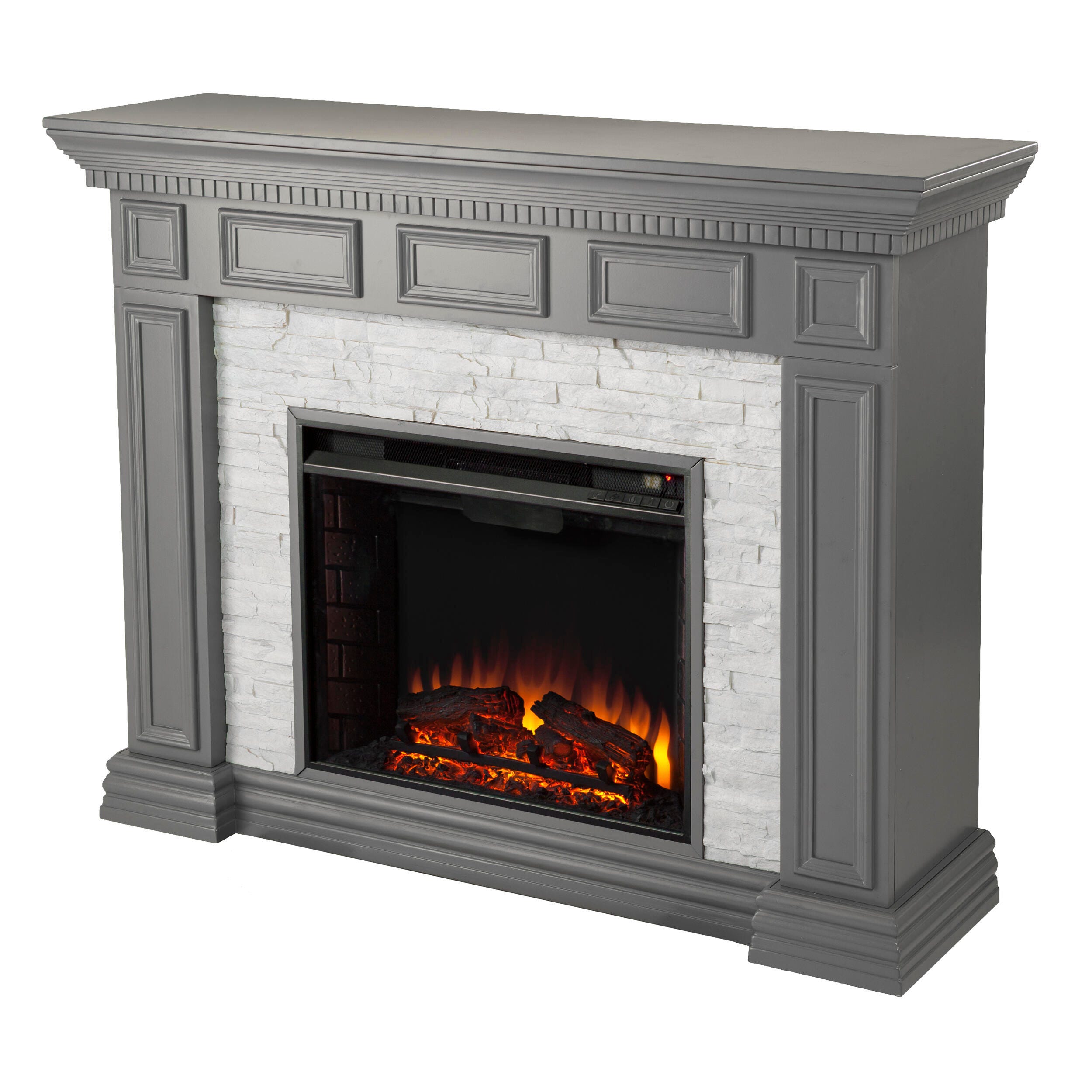 Southern Enterprises Horstena Faux Stone Electric Fireplace, , large