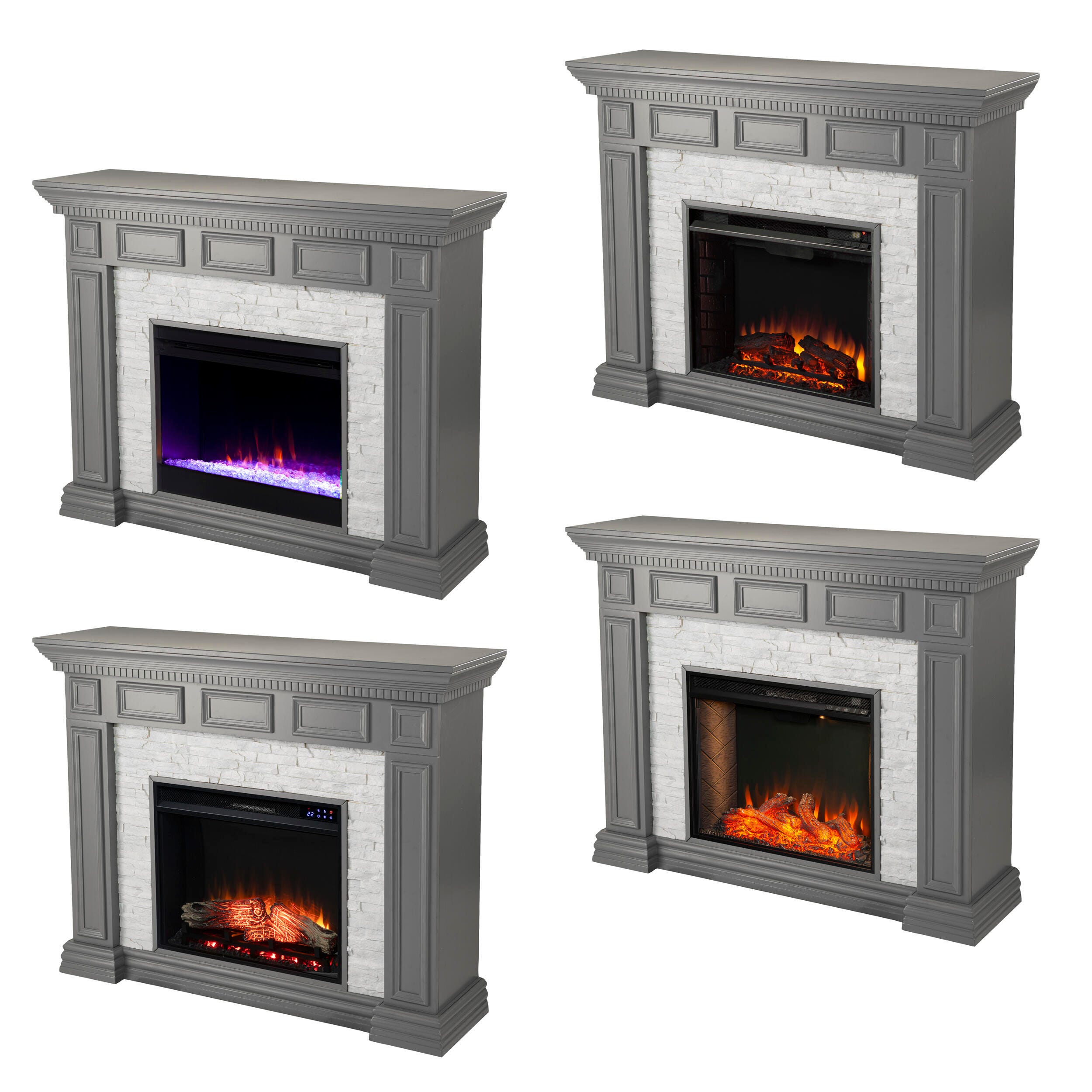 Southern Enterprises Horstena Faux Stone Electric Fireplace, , large