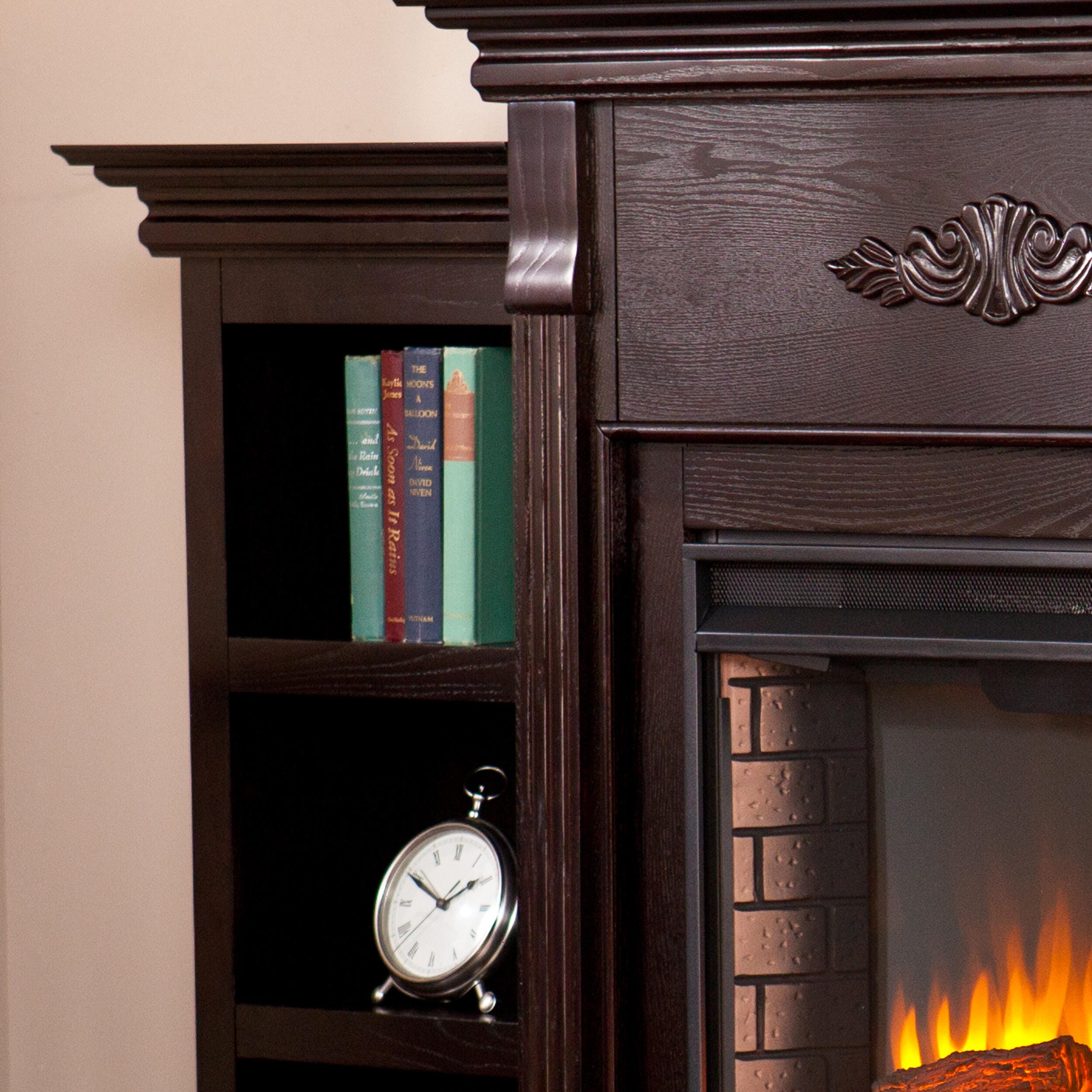 Southern Enterprises Harkdale Electric Fireplace with Bookcases, , large