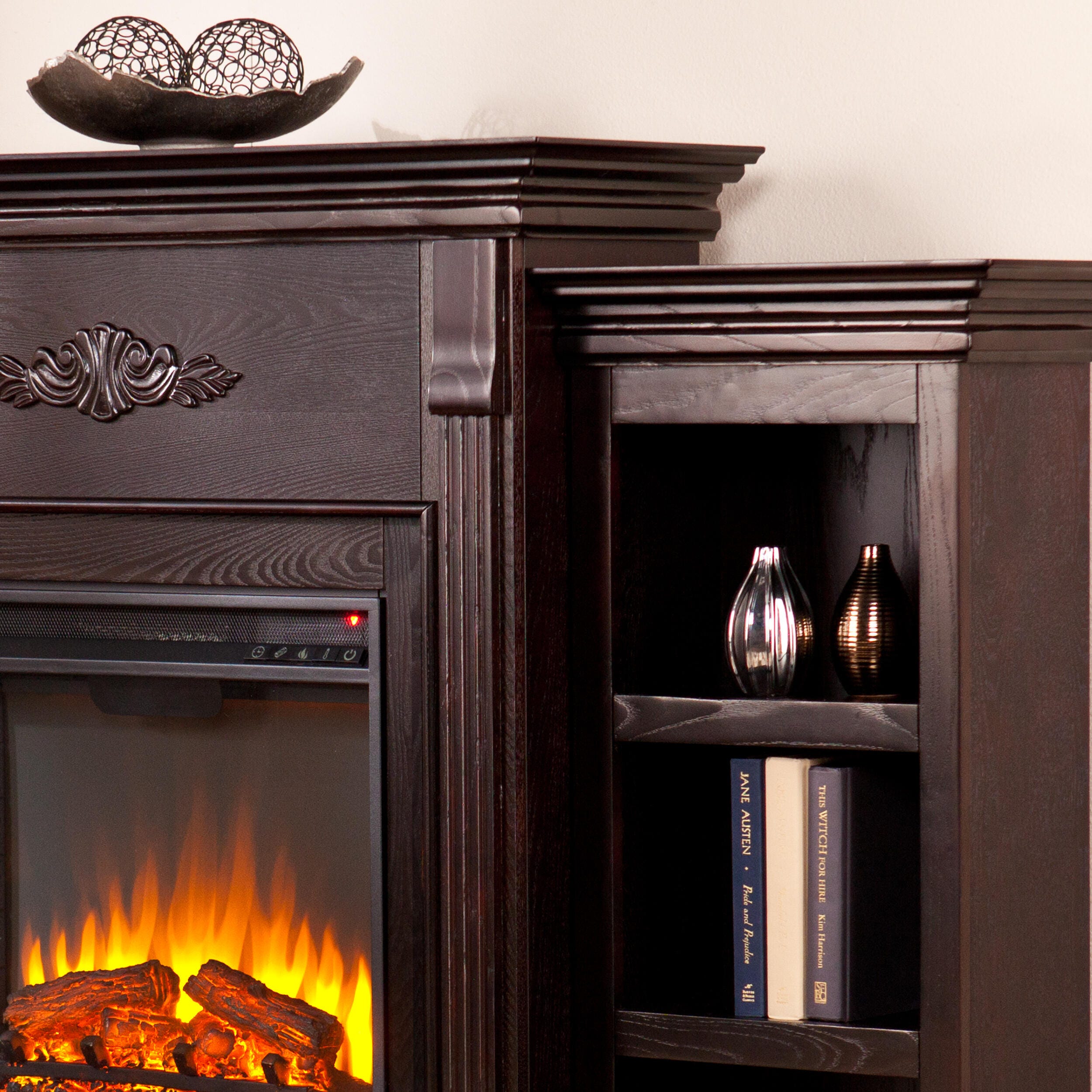 Southern Enterprises Harkdale Electric Fireplace with Bookcases, , large