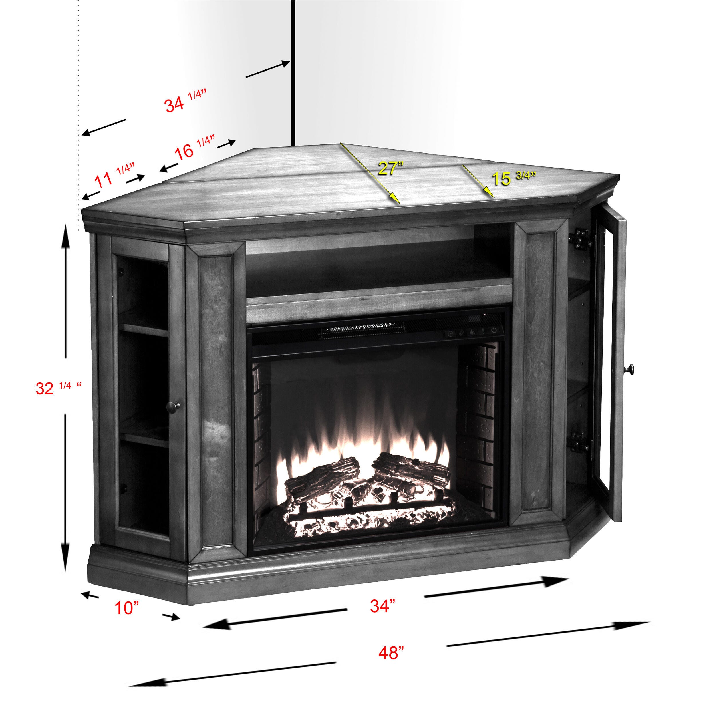 Southern Enterprises Maddeline Convertible Media Electric Fireplace, , large