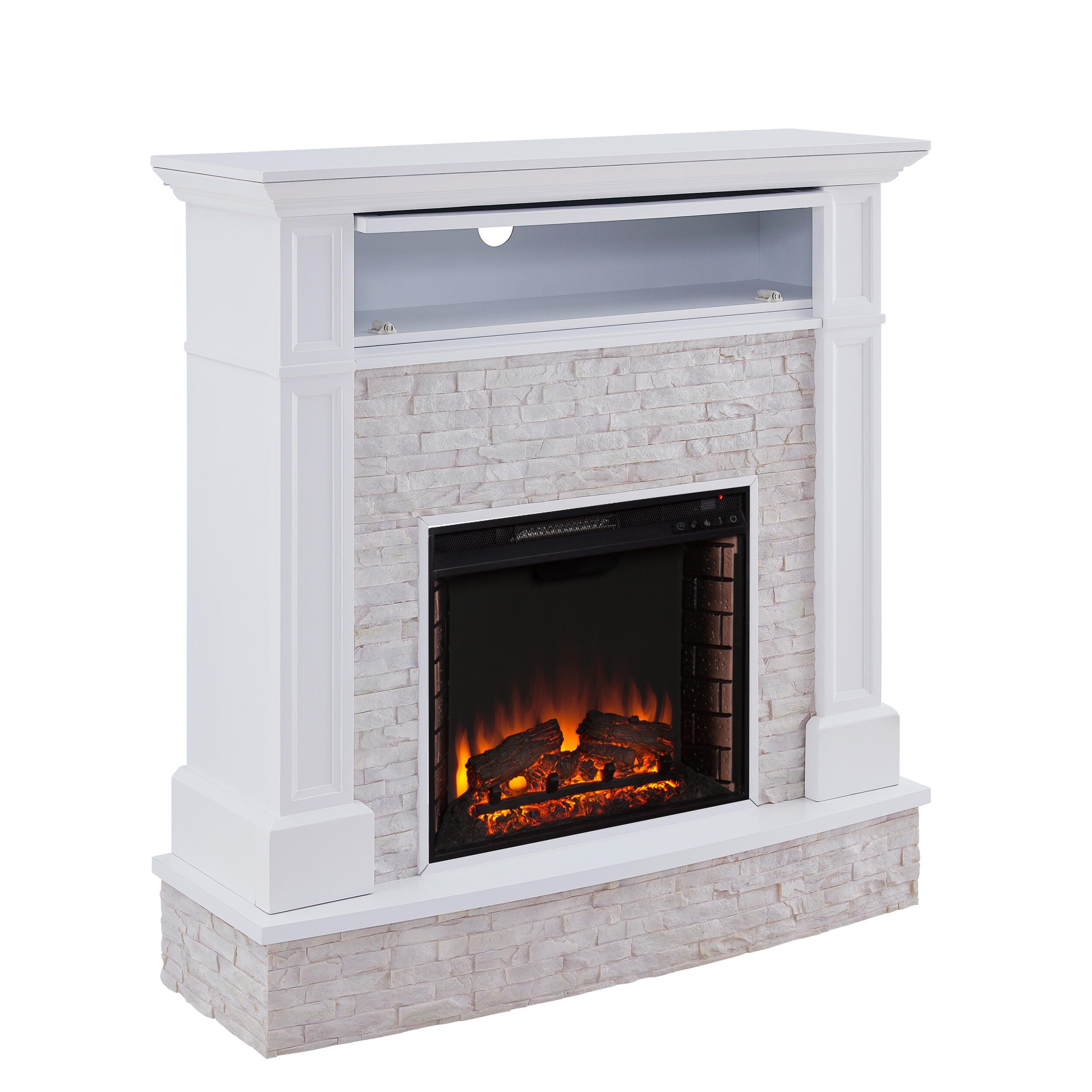 Southern Enterprises Norah Faux Stone Media Fireplace, , large