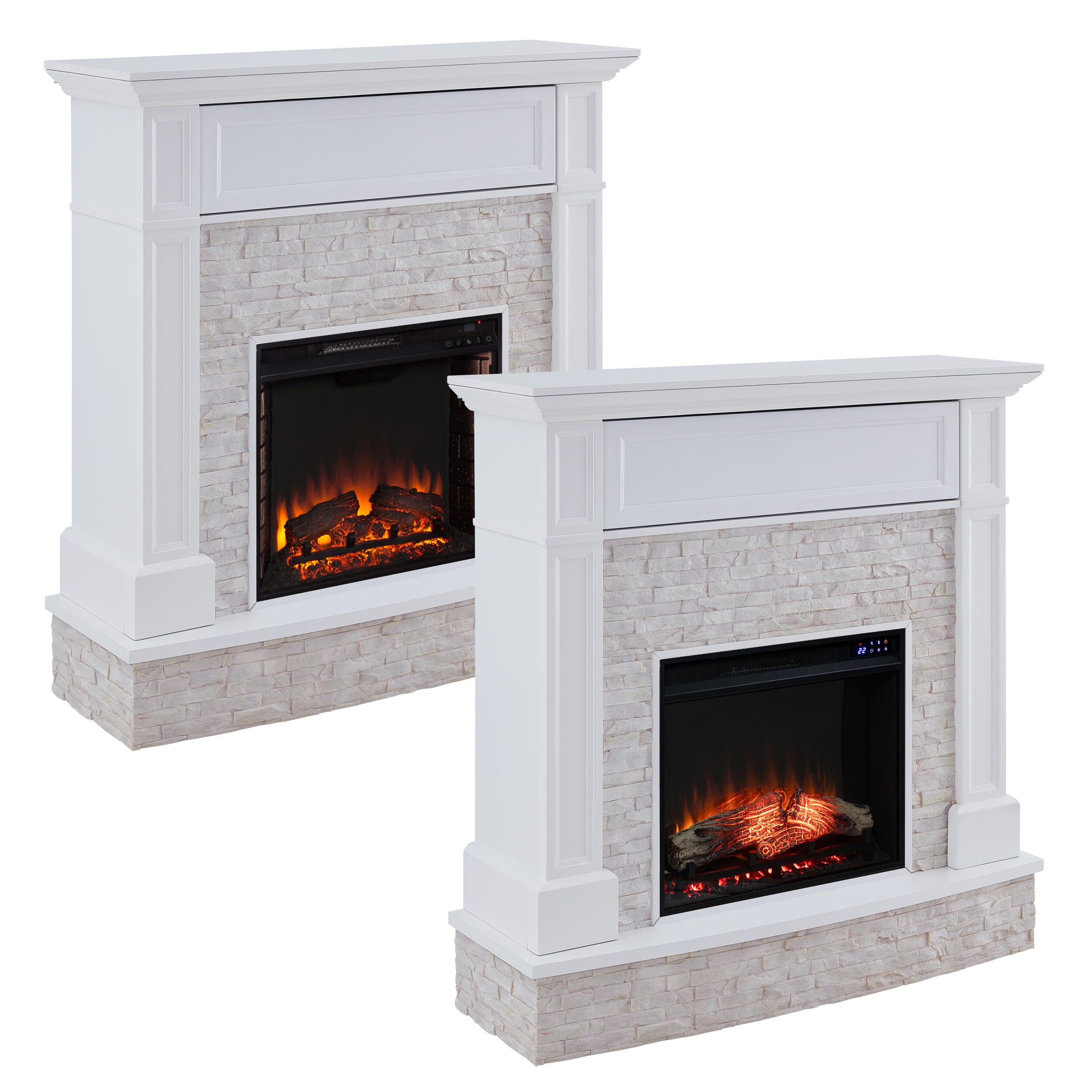 Southern Enterprises Norah Faux Stone Media Fireplace, , large