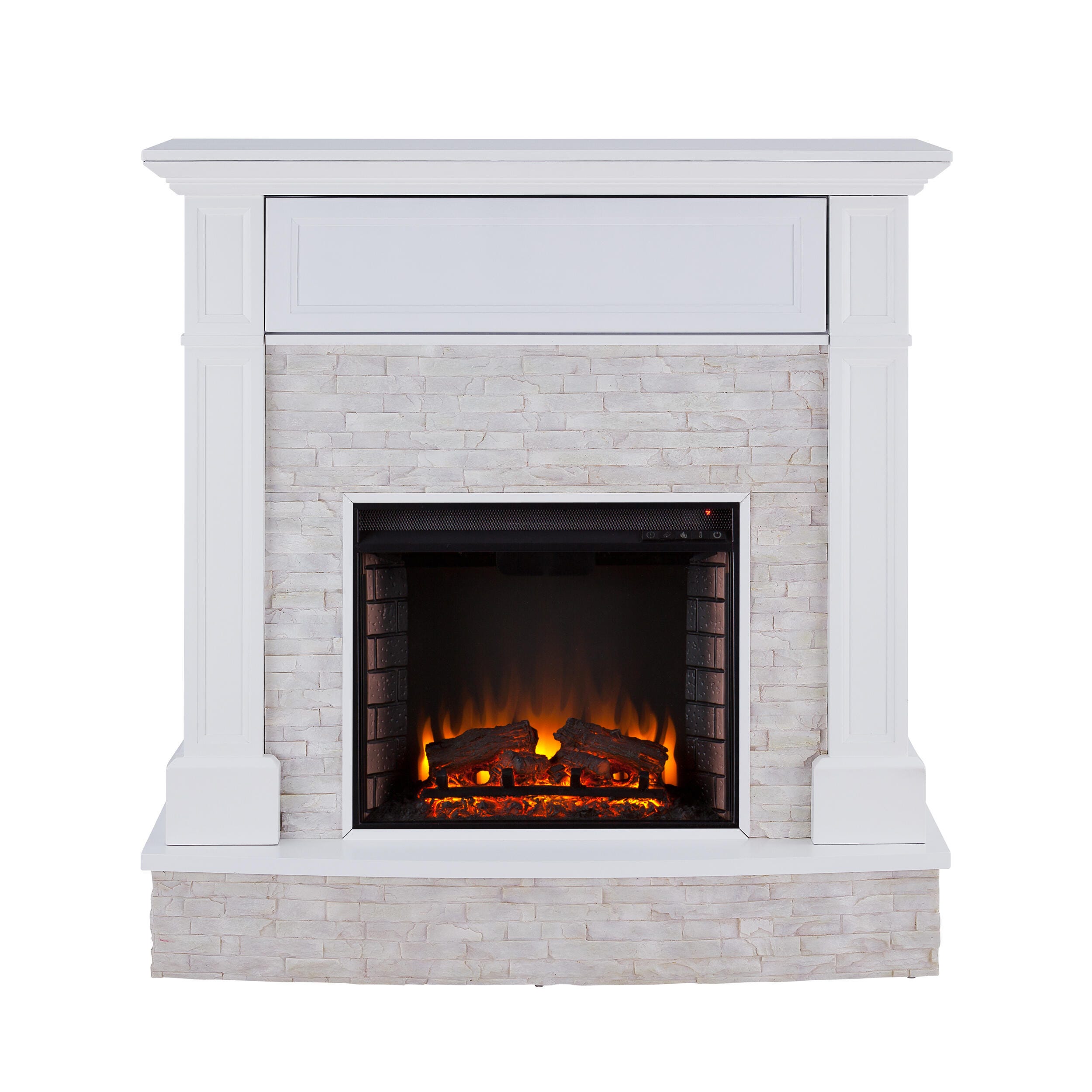 Southern Enterprises Norah Faux Stone Media Fireplace, , large