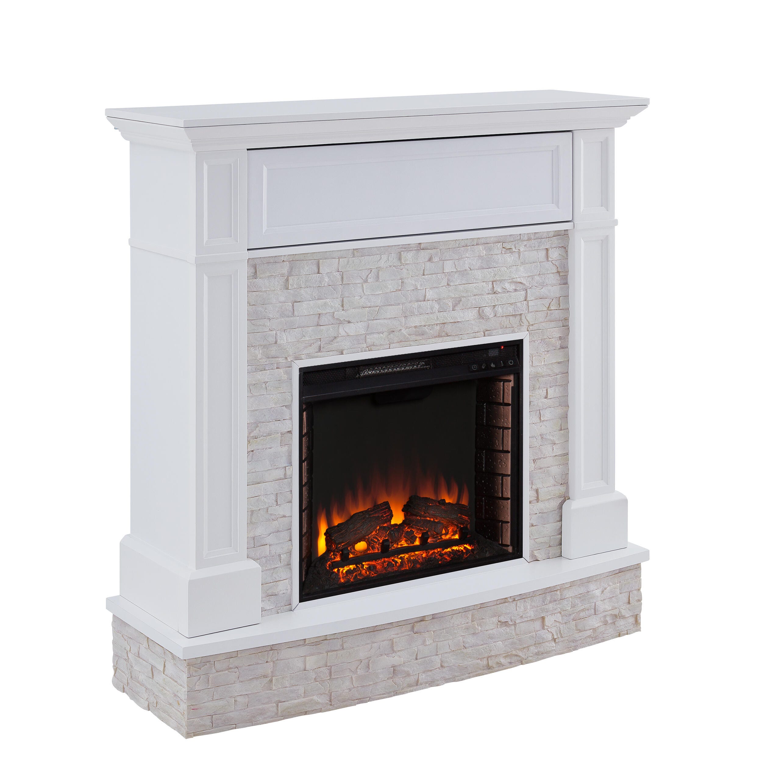 Southern Enterprises Norah Faux Stone Media Fireplace, , large