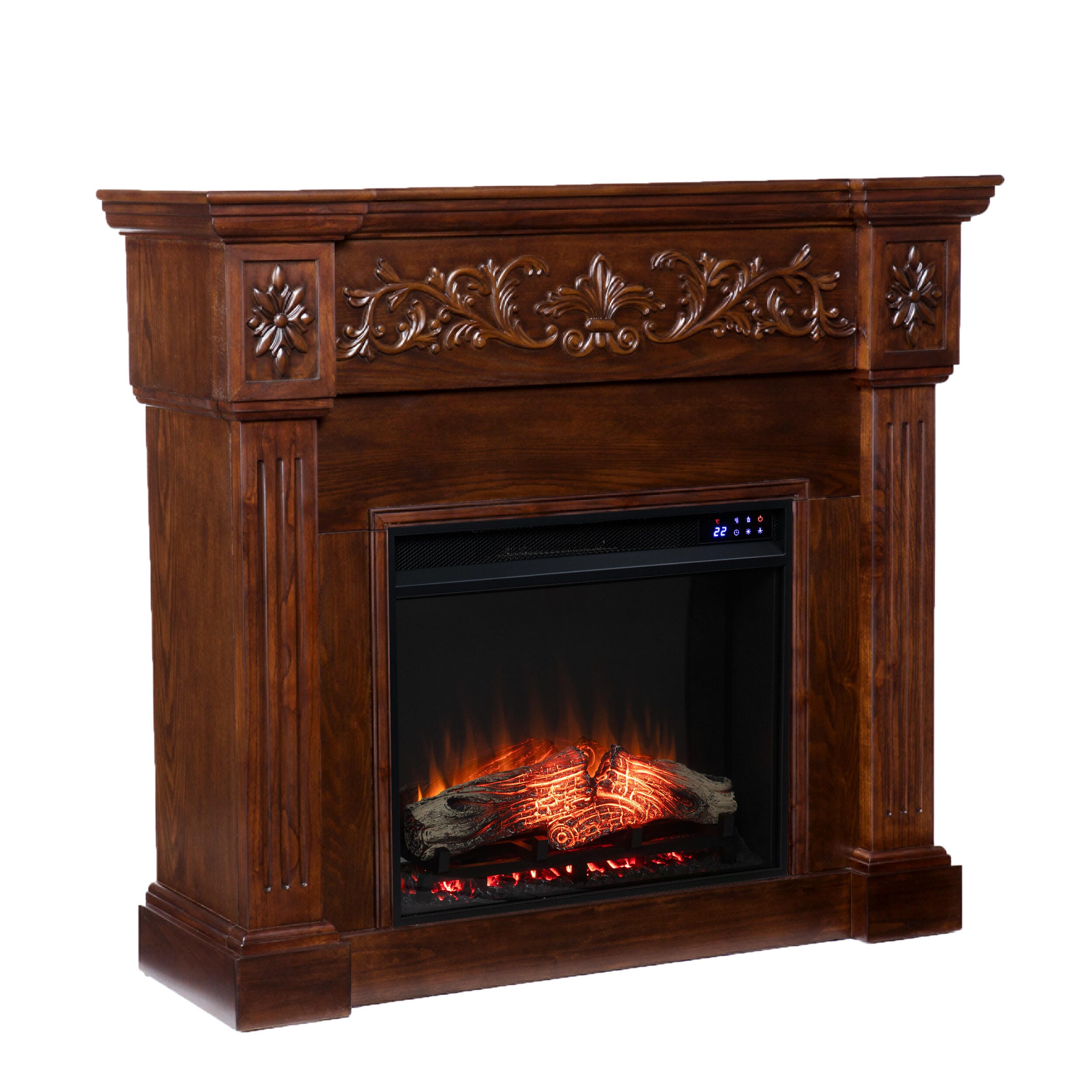 Southern Enterprises Reppar Carved Touch Screen Electric Fireplace, , large