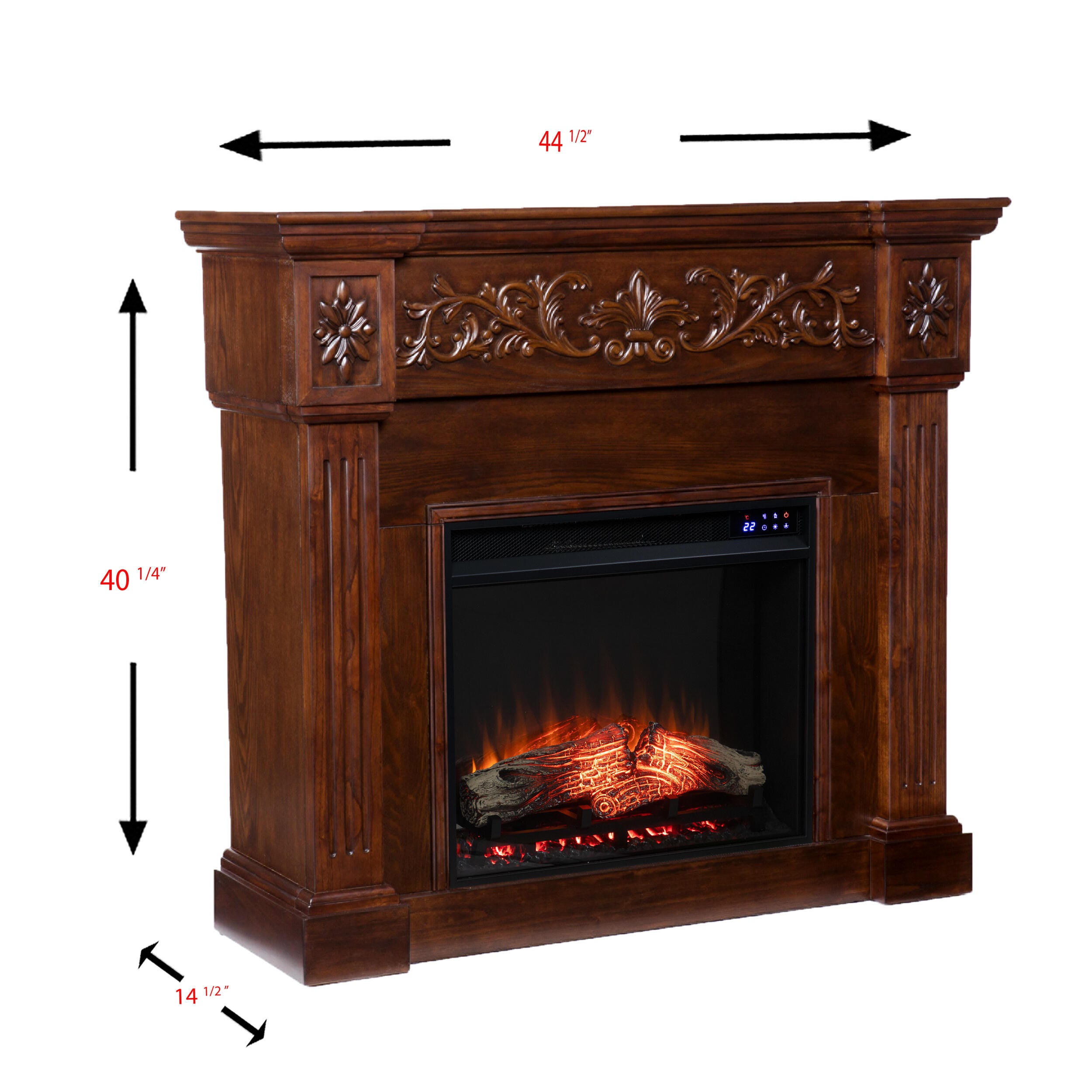 Southern Enterprises Reppar Carved Touch Screen Electric Fireplace, , large
