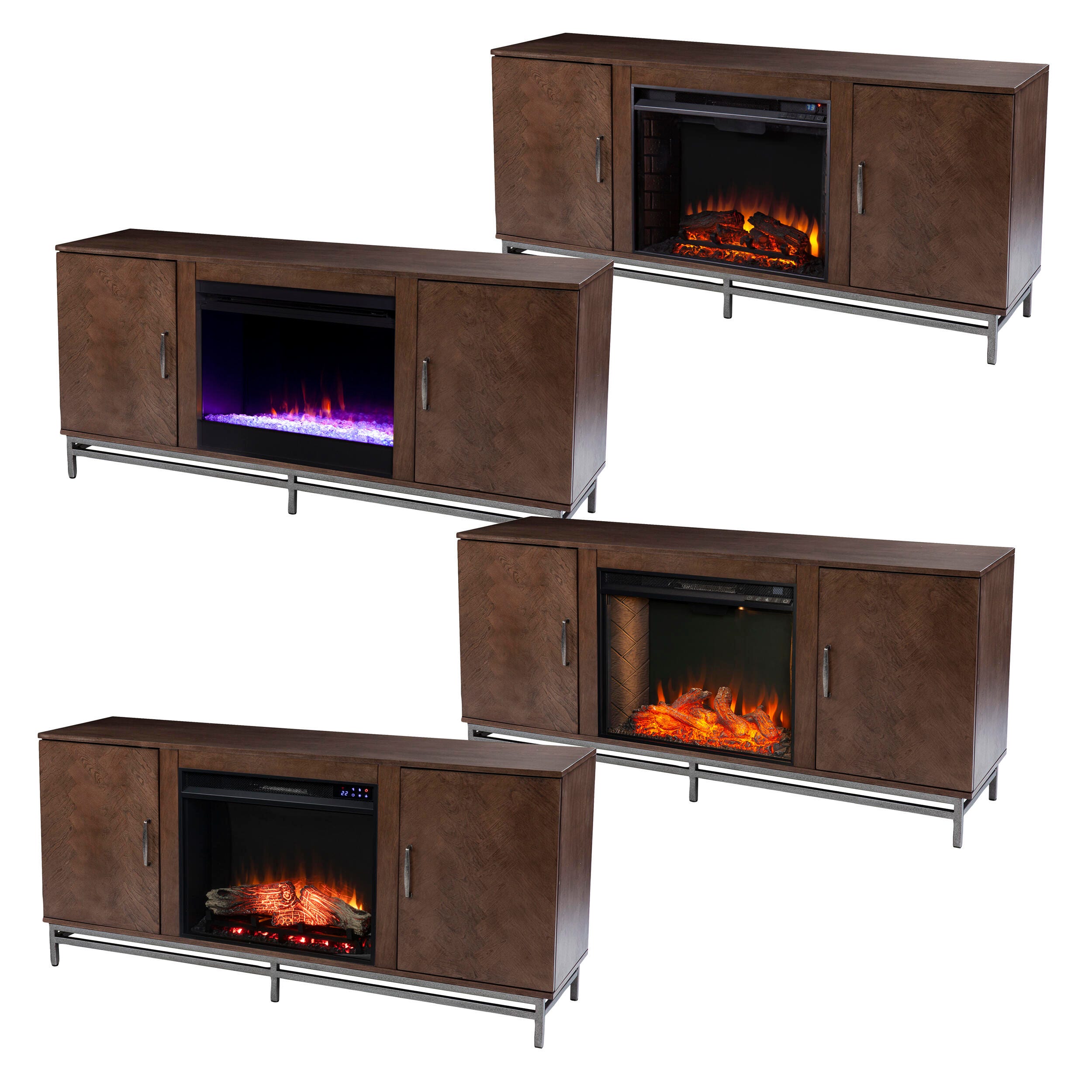 Southern Enterprises Lysle Touch Screen Electric Fireplace with Media Storage, , large