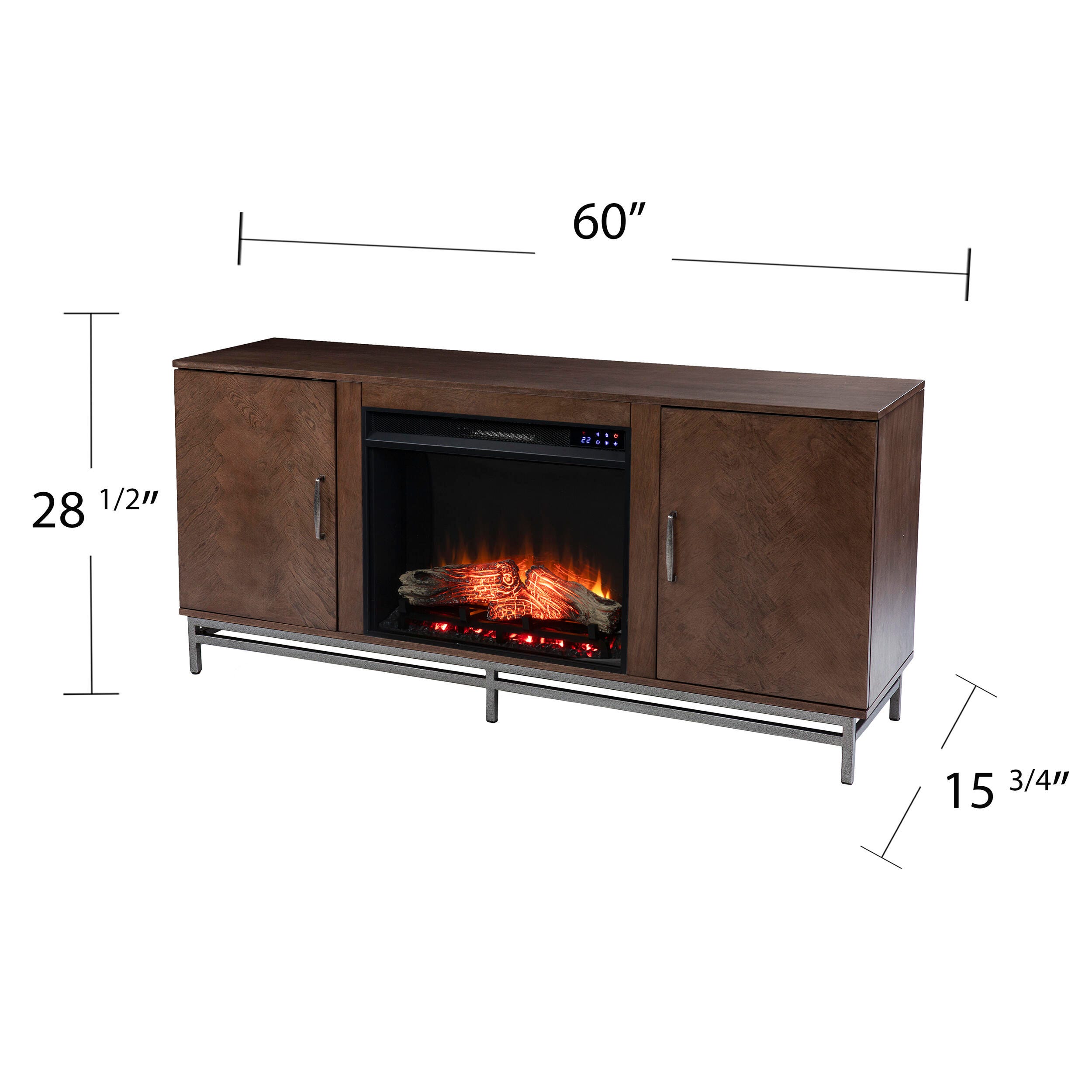 Southern Enterprises Lysle Touch Screen Electric Fireplace with Media Storage, , large