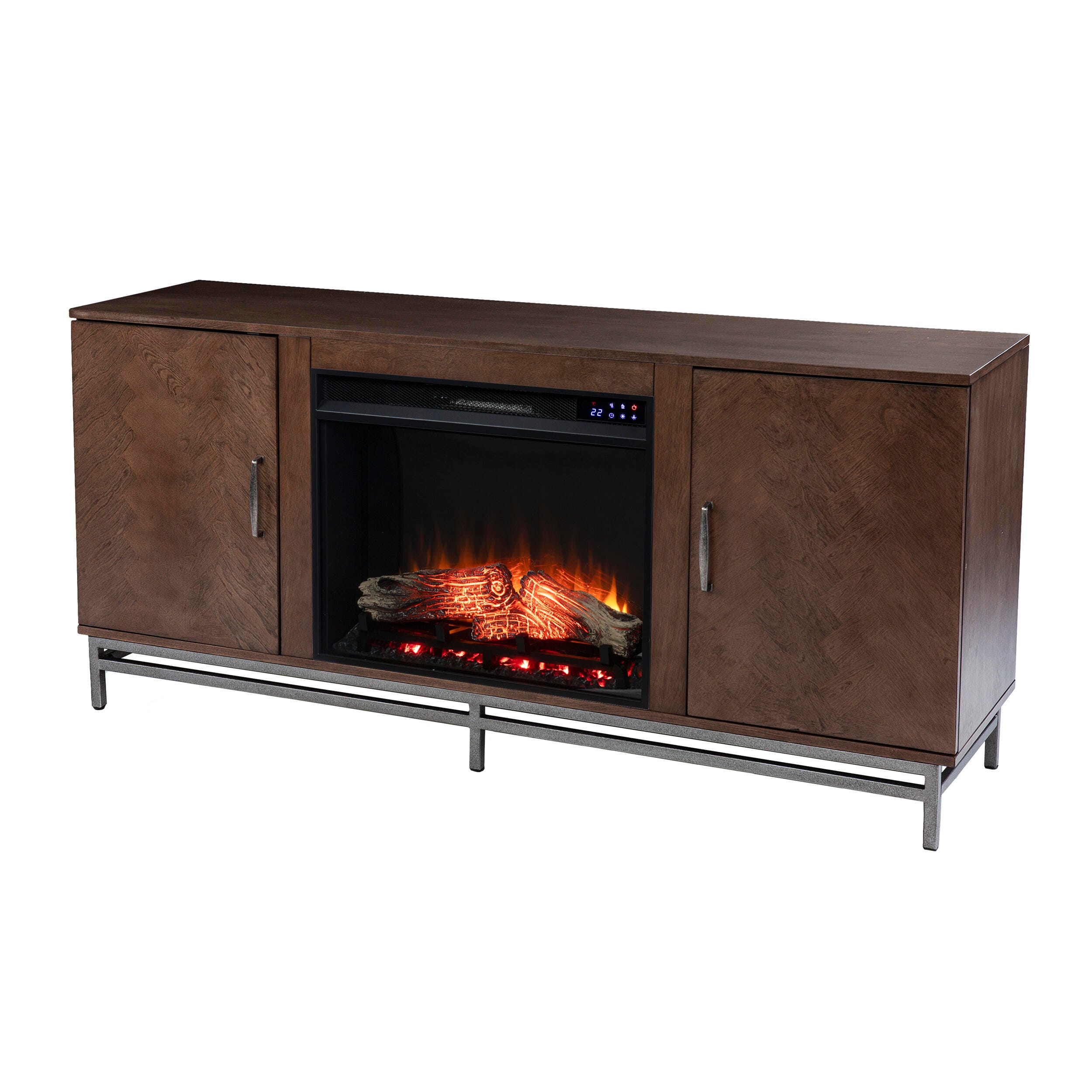 Southern Enterprises Lysle Touch Screen Electric Fireplace with Media Storage, , large