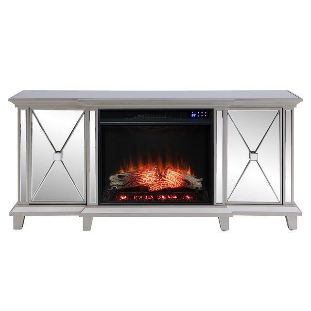 Southern Enterprises Veda Mirrored 58'' TV Stand with Touch Screen Electric Fireplace