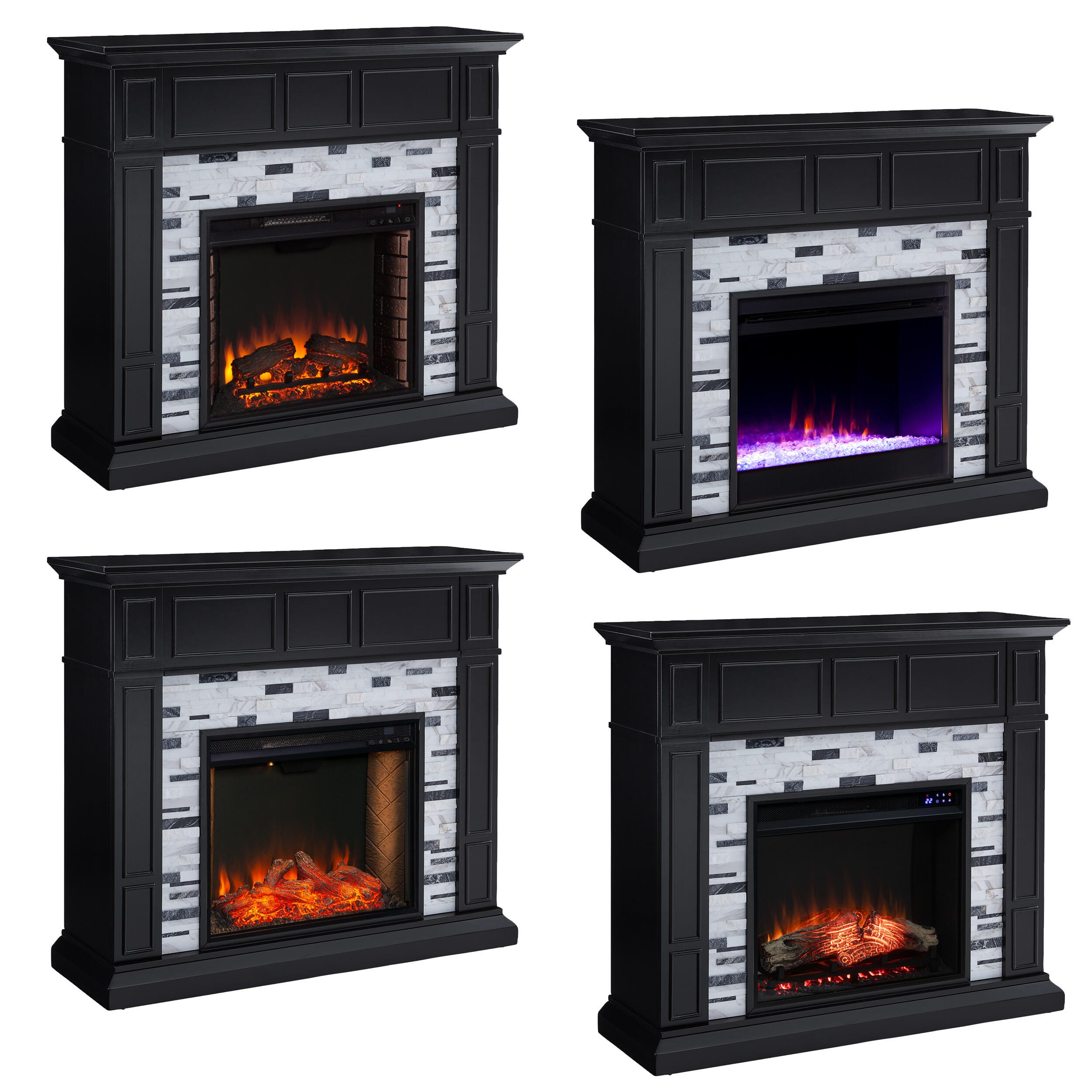 Southern Enterprises Odella Marble Touch Screen Electric Fireplace, , large