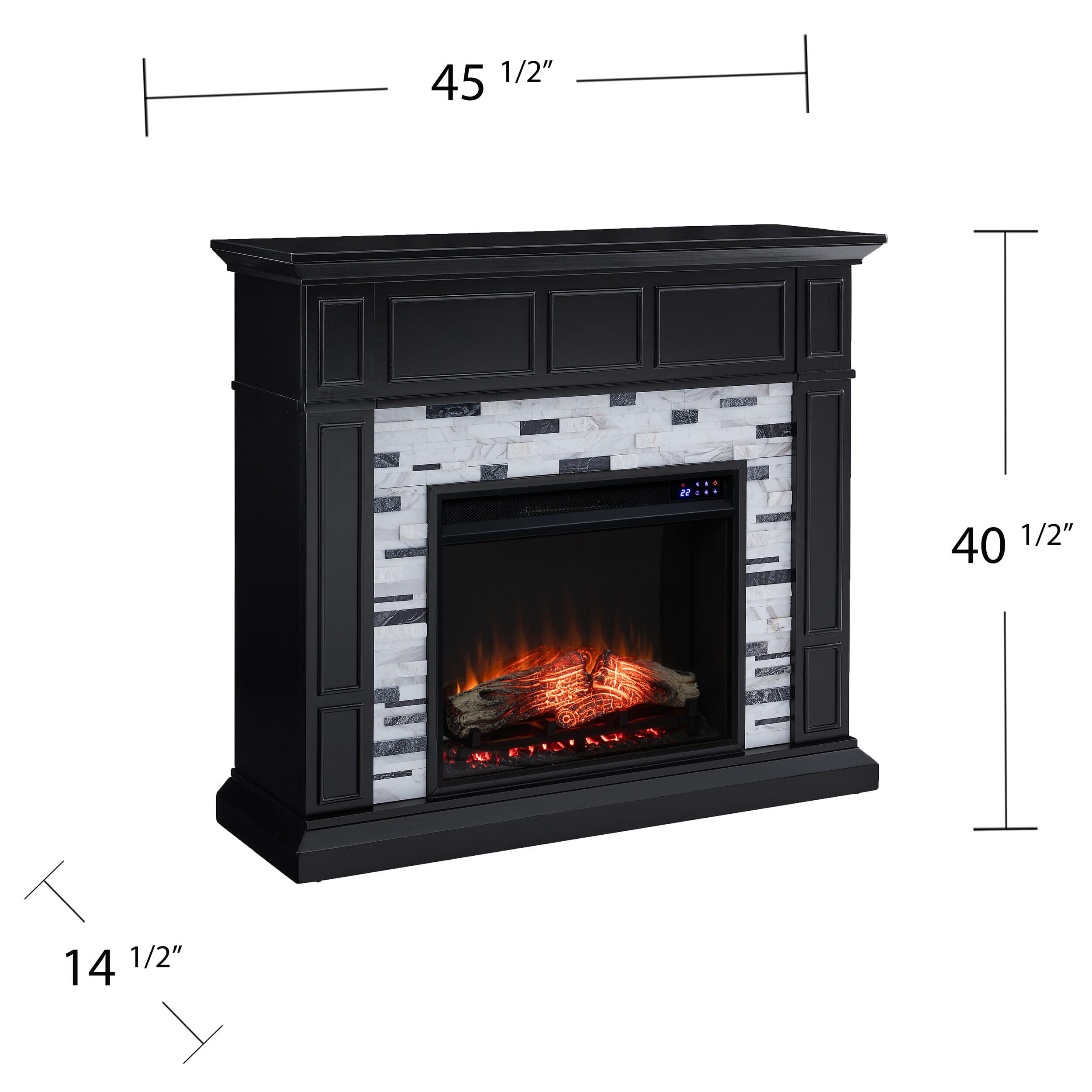 Southern Enterprises Odella Marble Touch Screen Electric Fireplace, , large
