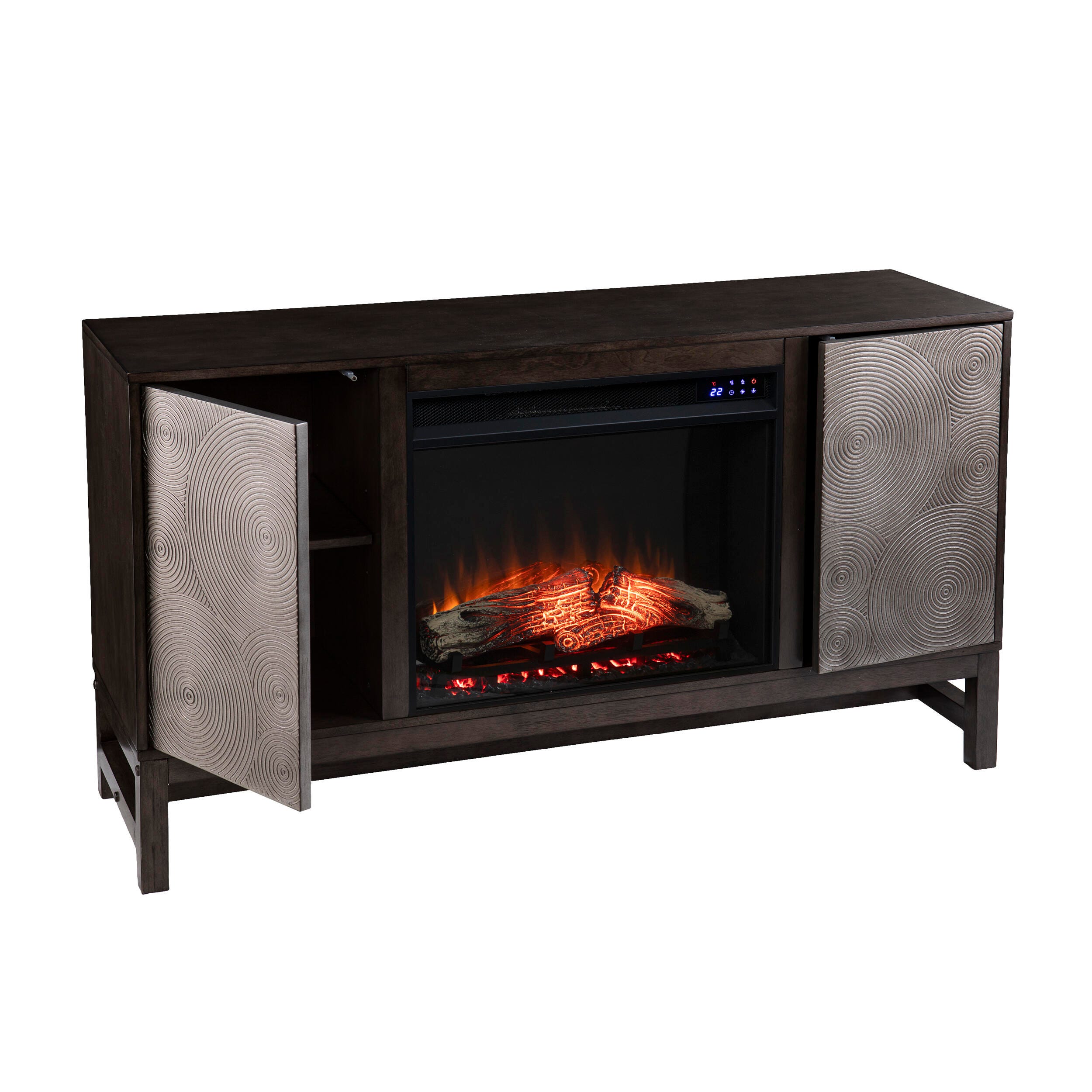 Southern Enterprises Bexham Touch Screen Electric Fireplace with Media Storage, , large