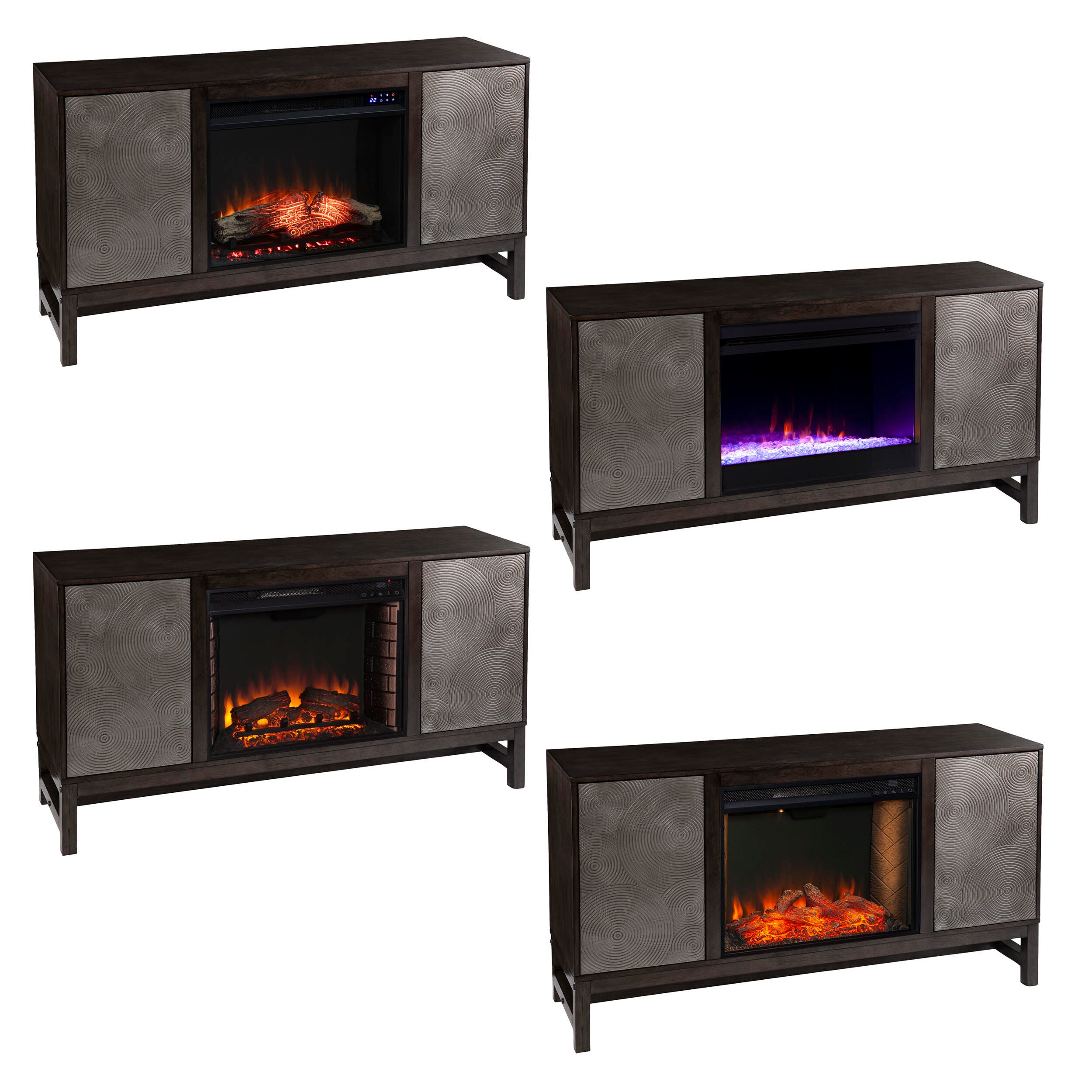 Southern Enterprises Bexham Touch Screen Electric Fireplace with Media Storage, , large