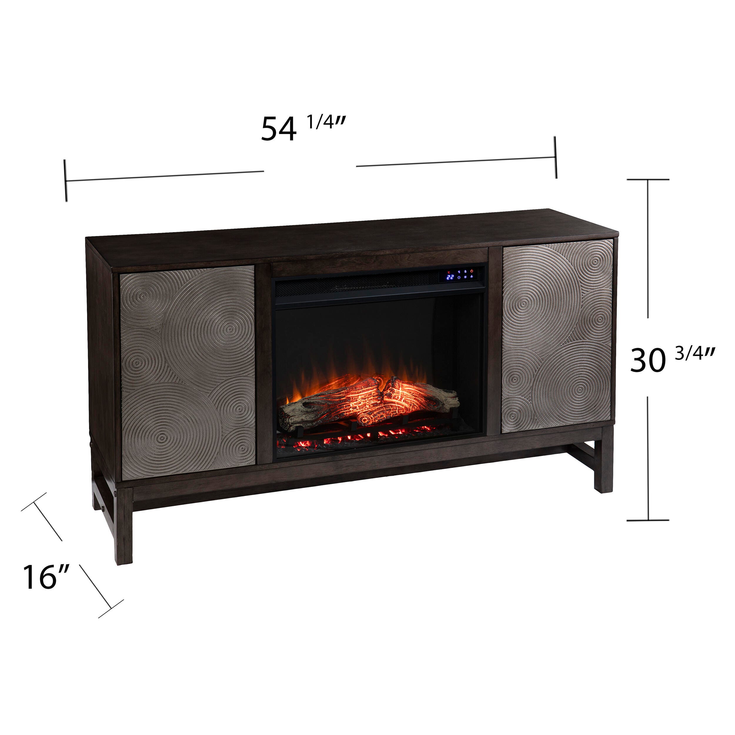 Southern Enterprises Bexham Touch Screen Electric Fireplace with Media Storage, , large