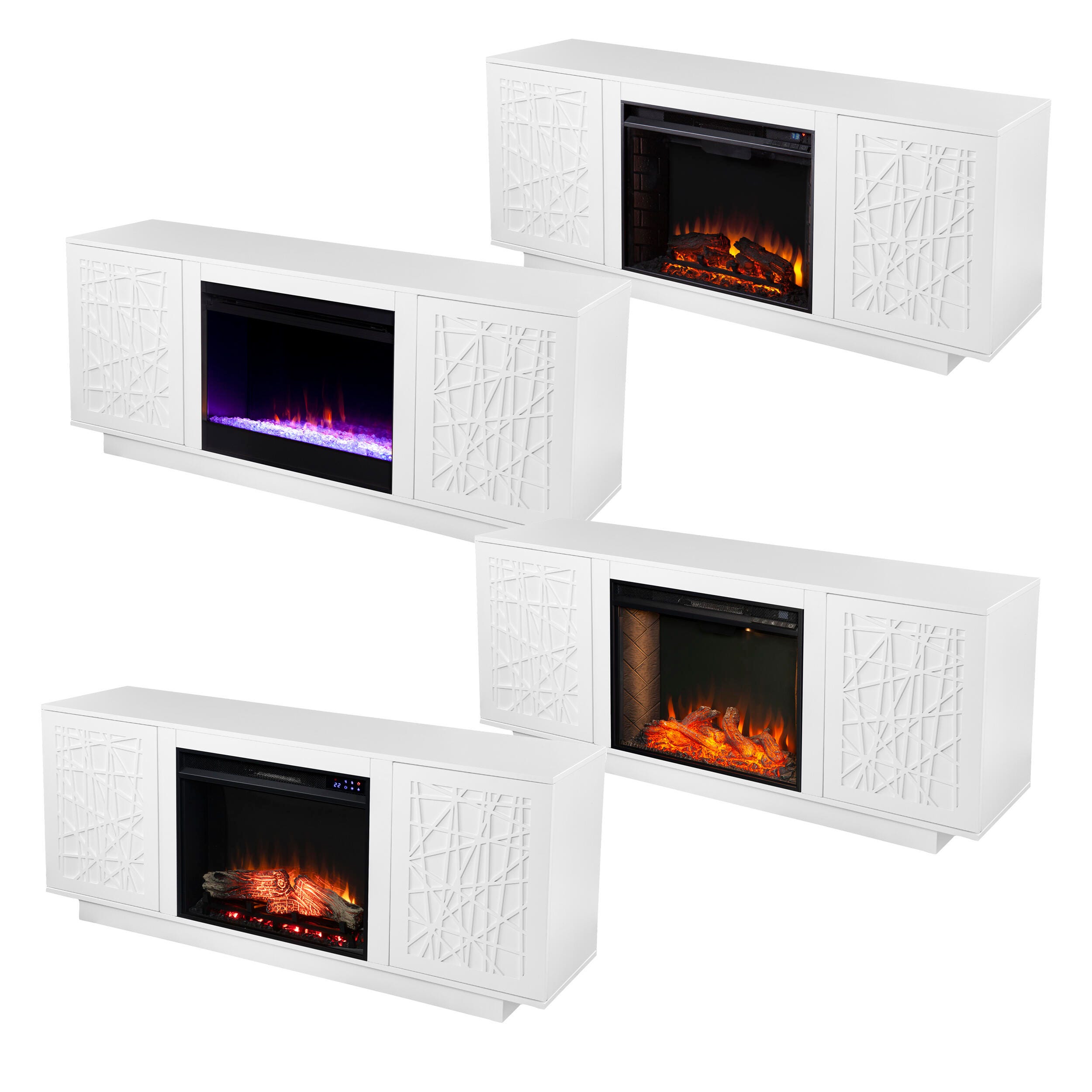 Southern Enterprises Gerrieh Touch Screen Electric Media Fireplace with Storage, , large