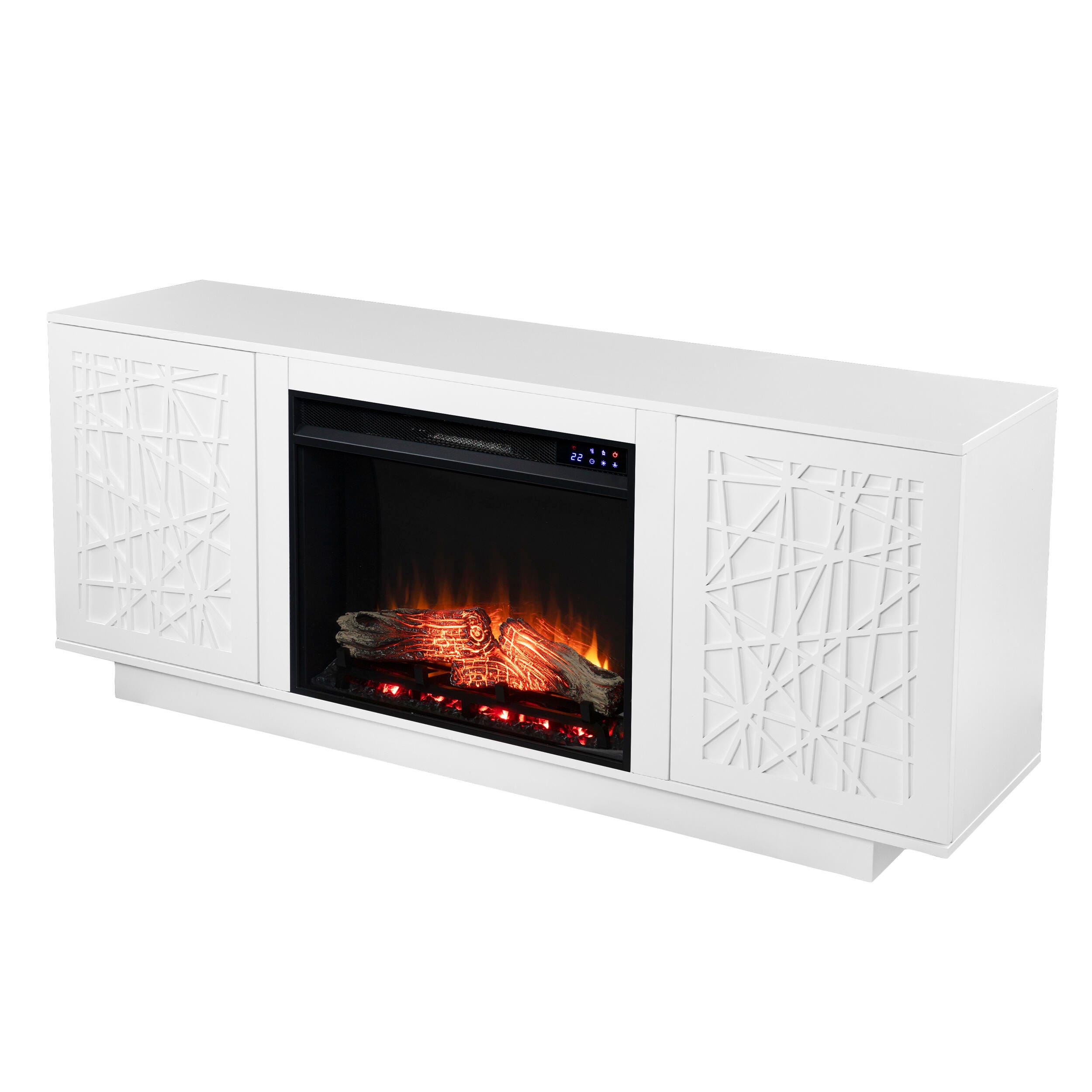 Southern Enterprises Gerrieh Touch Screen Electric Media Fireplace with Storage, , large