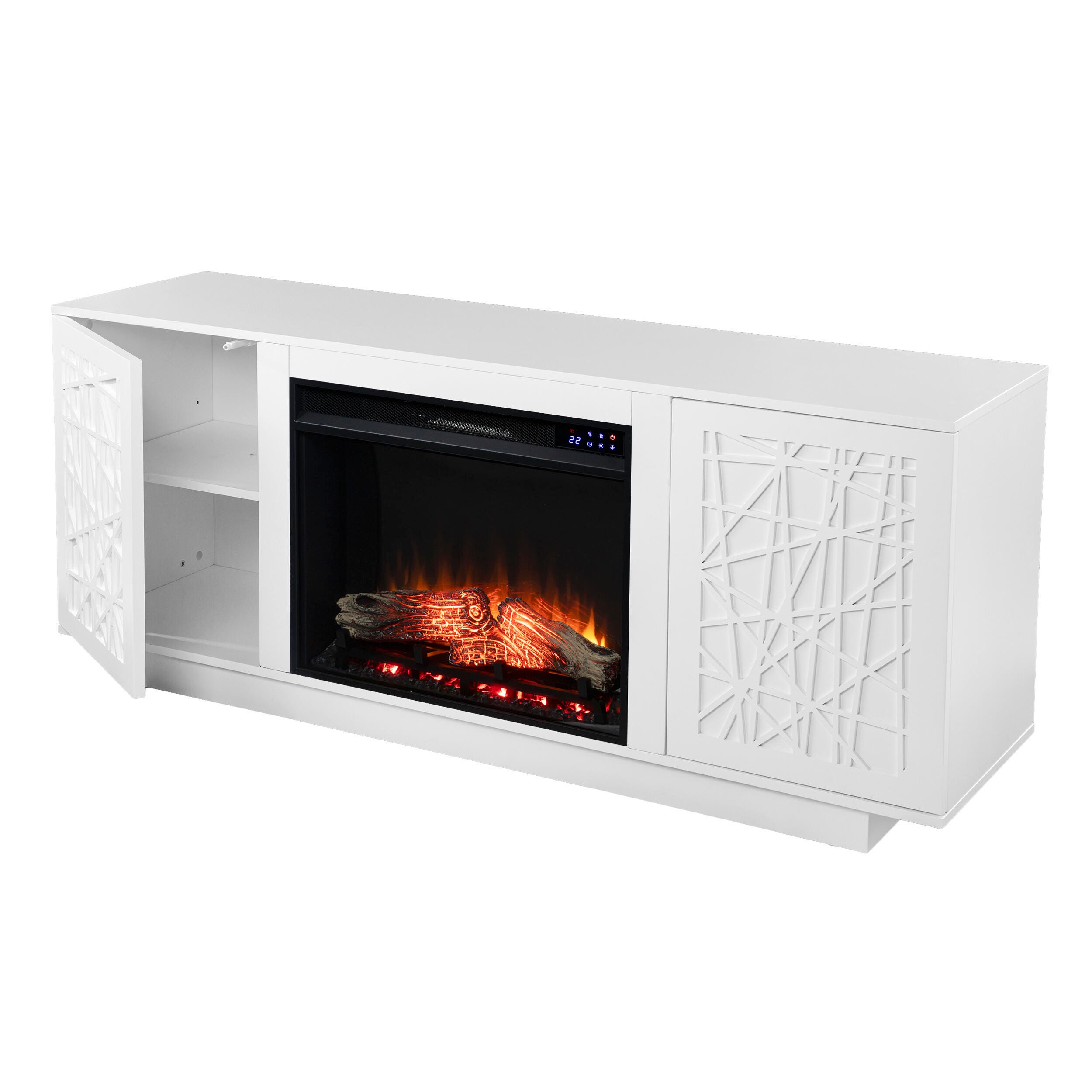 Southern Enterprises Gerrieh Touch Screen Electric Media Fireplace with Storage, , large