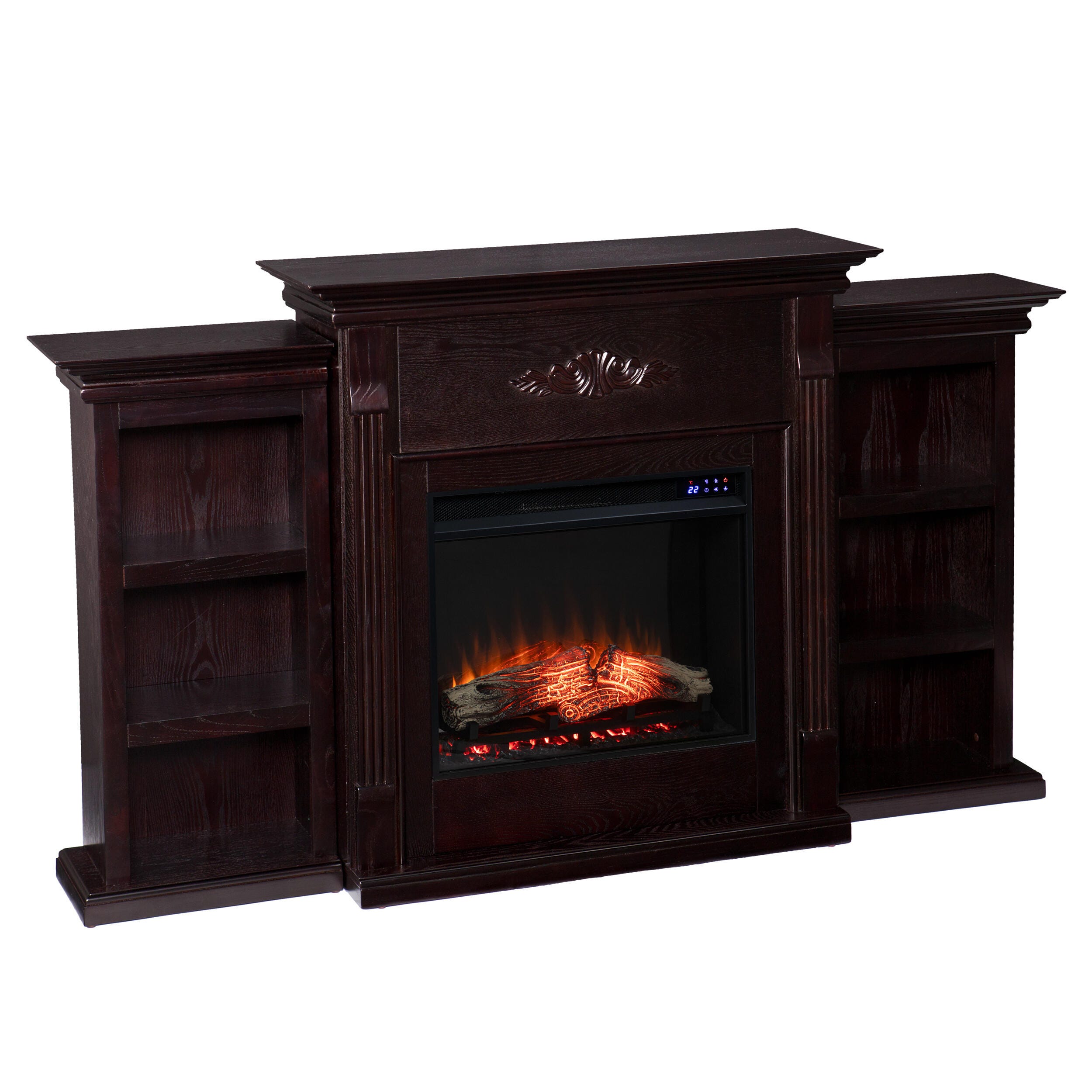 Southern Enterprises Harkdale Touch Screen Electric Fireplace with Bookcases, Classic Espresso, large