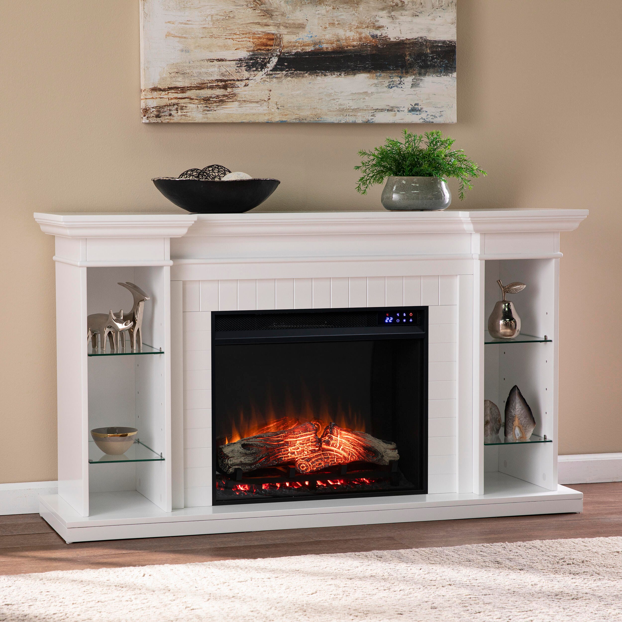 Southern Enterprises Katian Touch Screen Electric Fireplace with Bookcase, , rollover