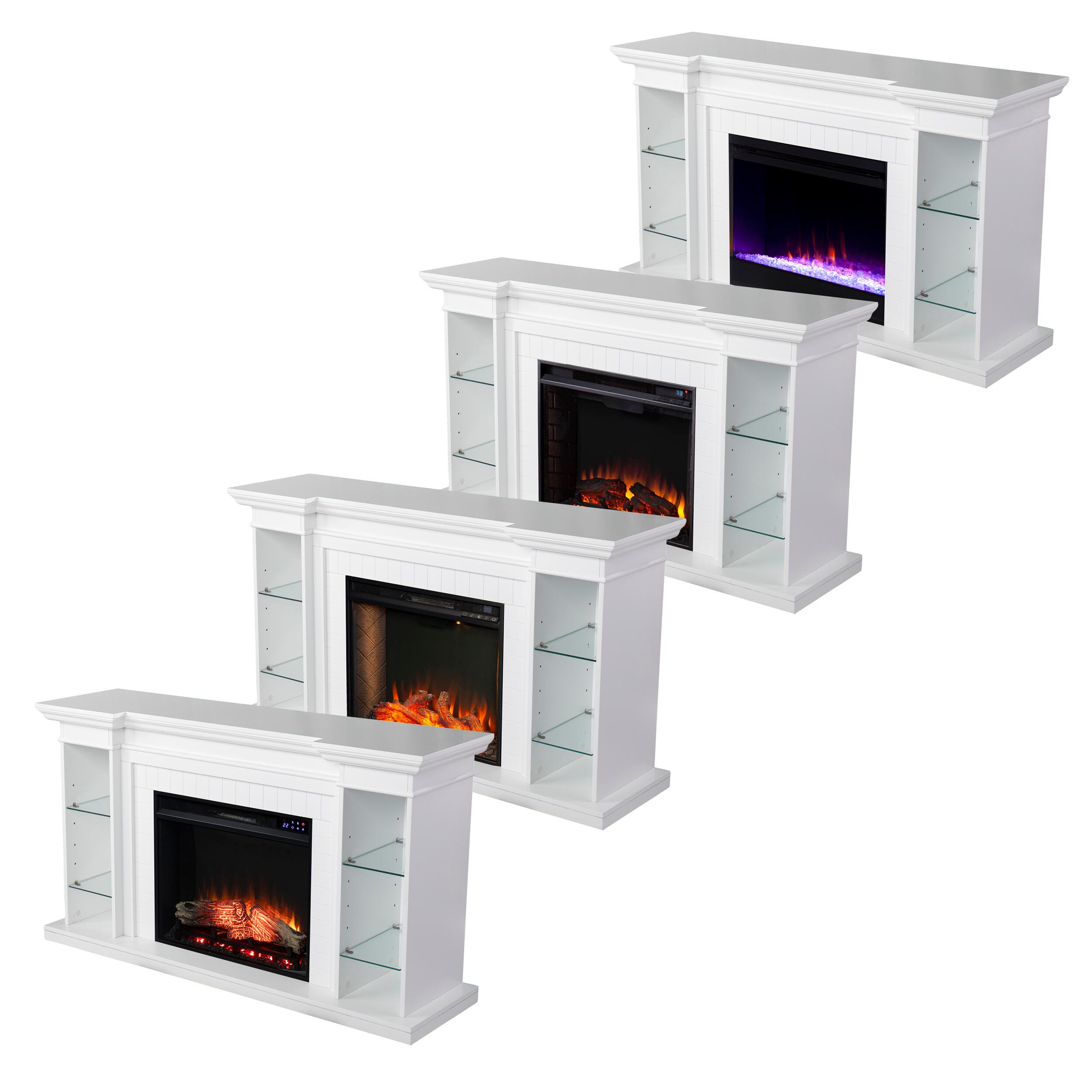 Southern Enterprises Katian Touch Screen Electric Fireplace with Bookcase, , large