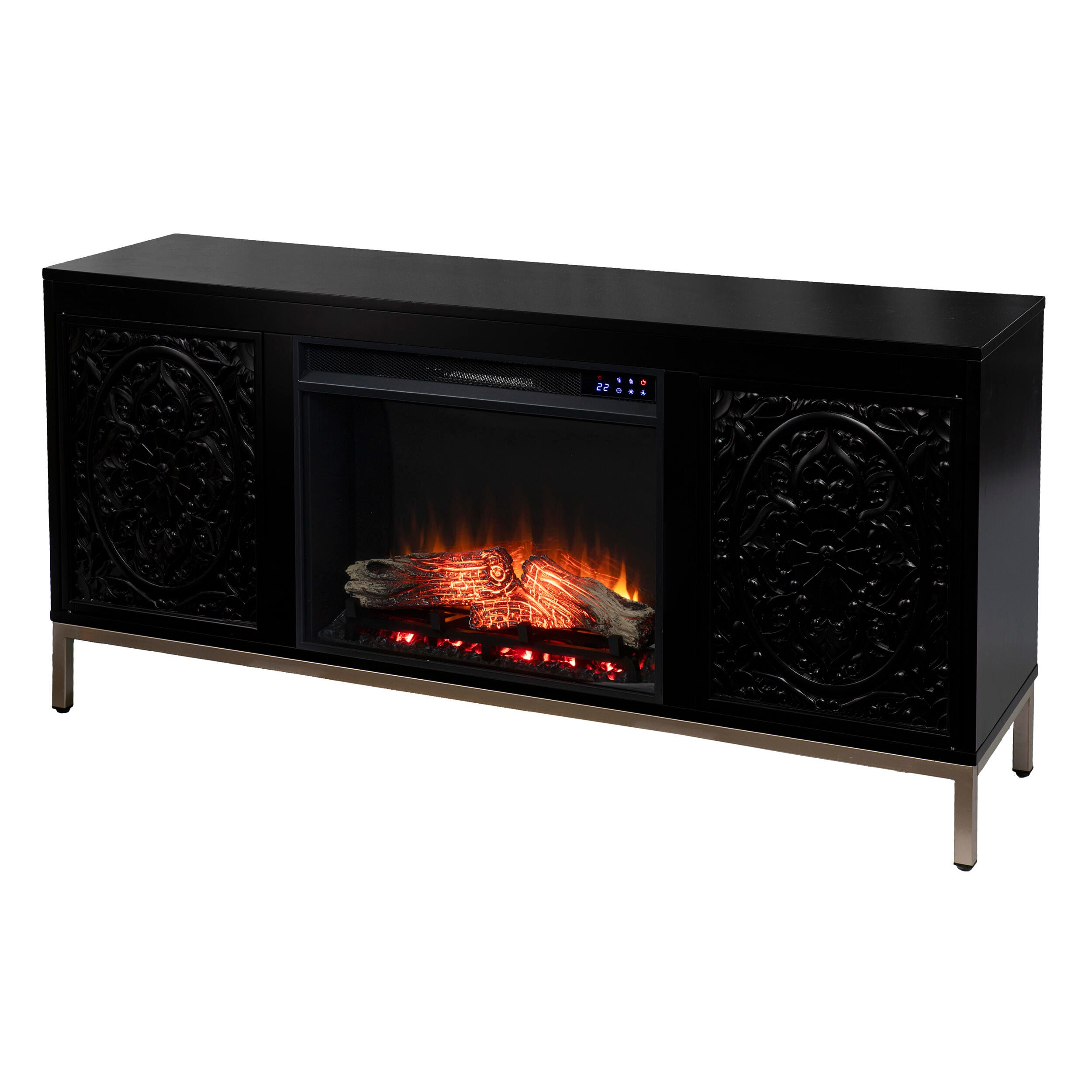 Southern Enterprises Gertandra Touch Screen Electric Fireplace with Media Storage, , large