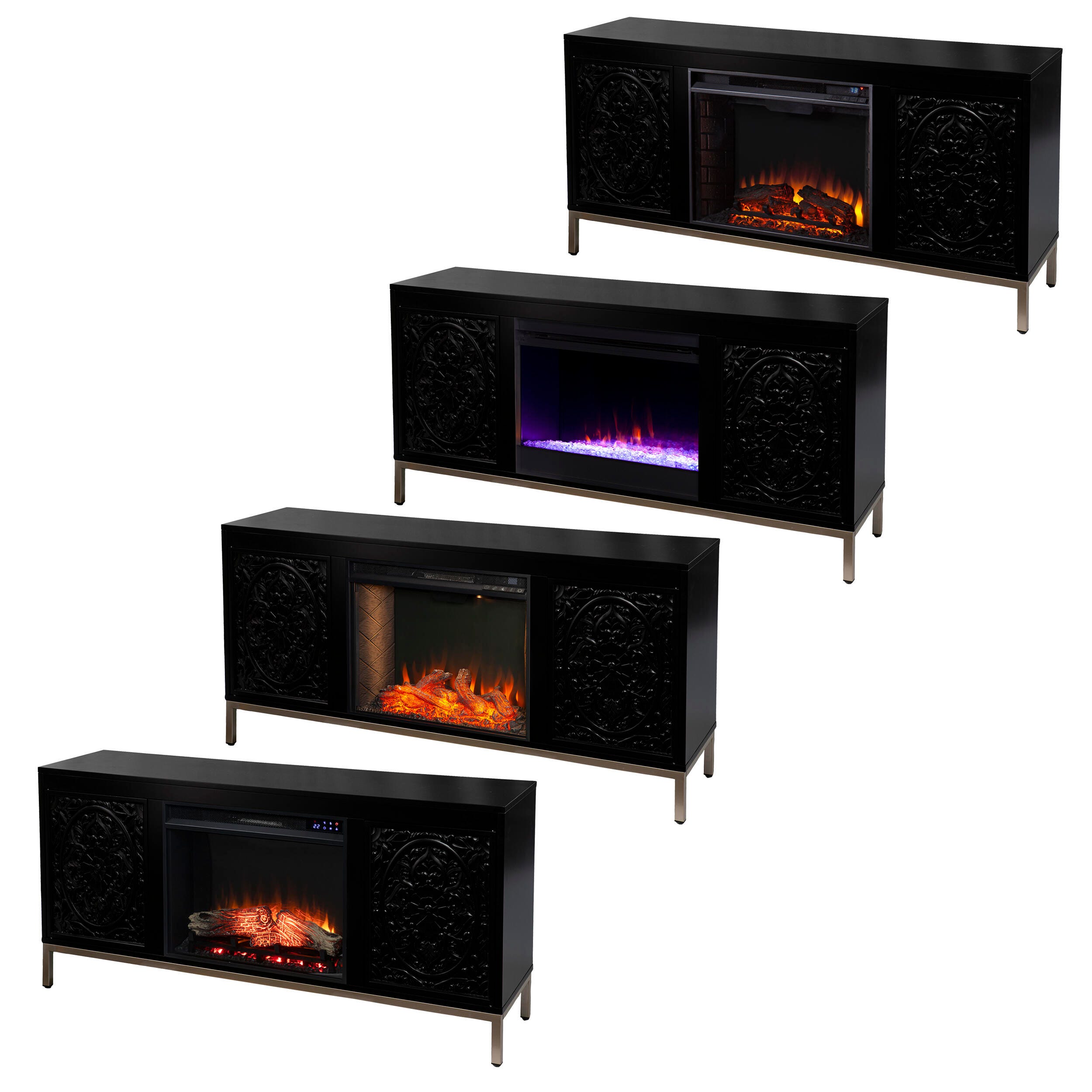 Southern Enterprises Gertandra Touch Screen Electric Fireplace with Media Storage, , large