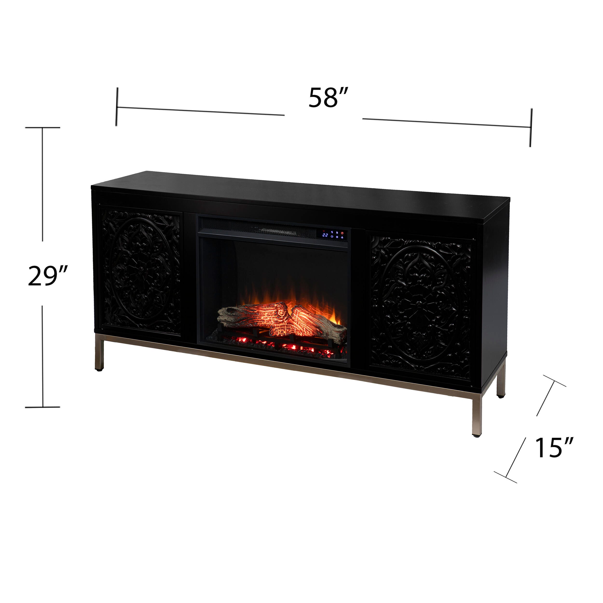 Southern Enterprises Gertandra Touch Screen Electric Fireplace with Media Storage, , large