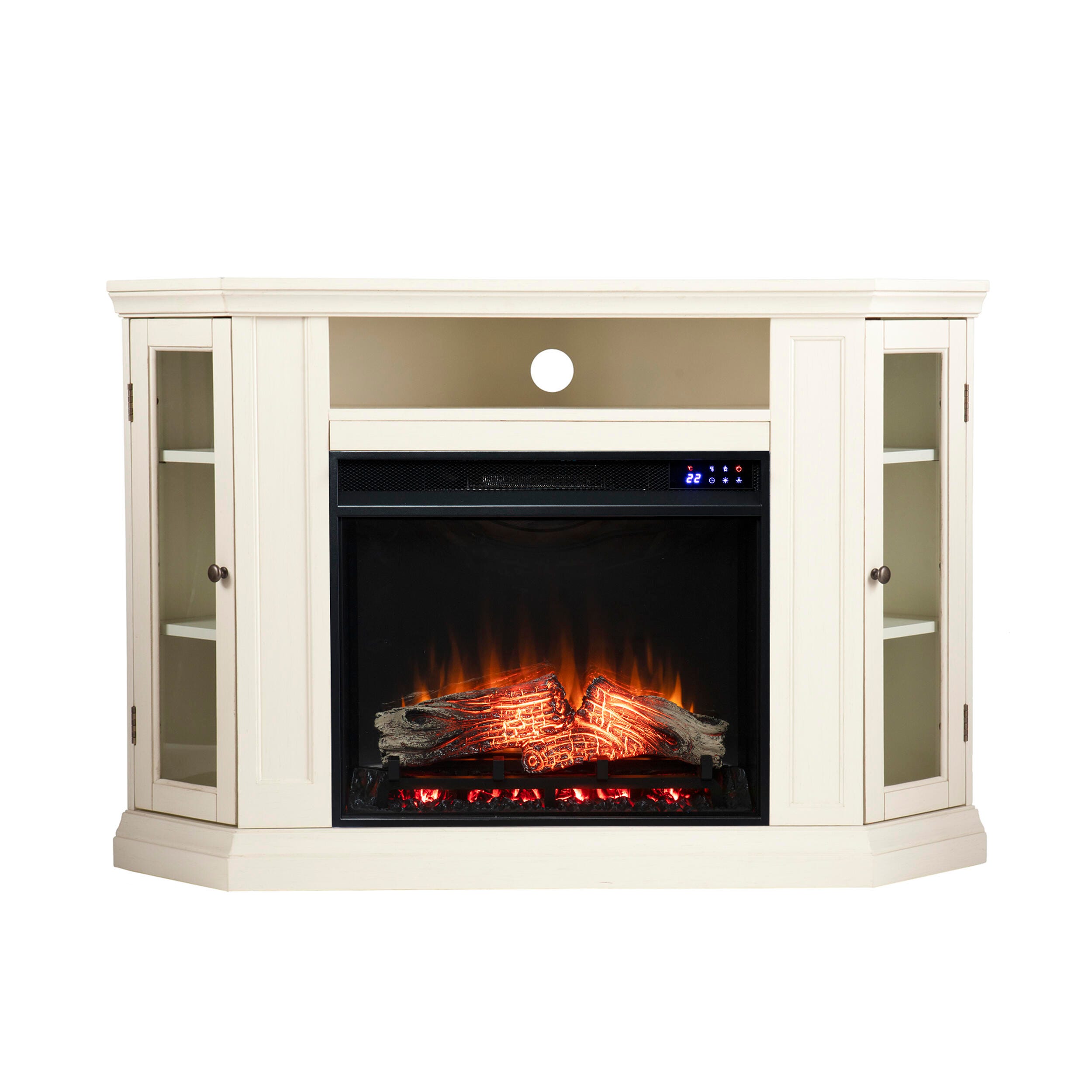 Southern Enterprises Maddeline Electric Corner Touch Screen Fireplace with Storage, , large