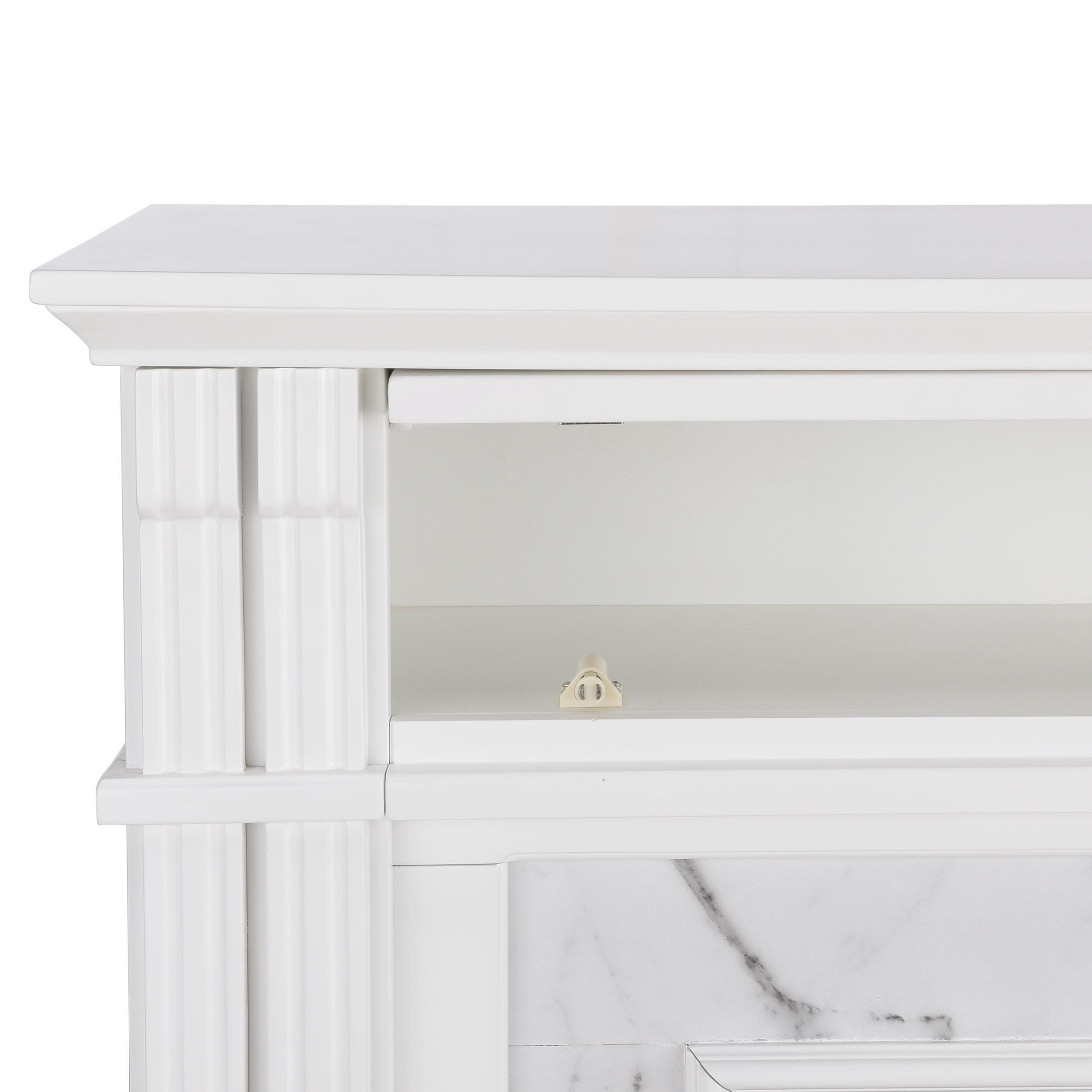 Southern Enterprises Solemma Faux Cararra Marble Touch Screen Electric Media Fireplace, , large