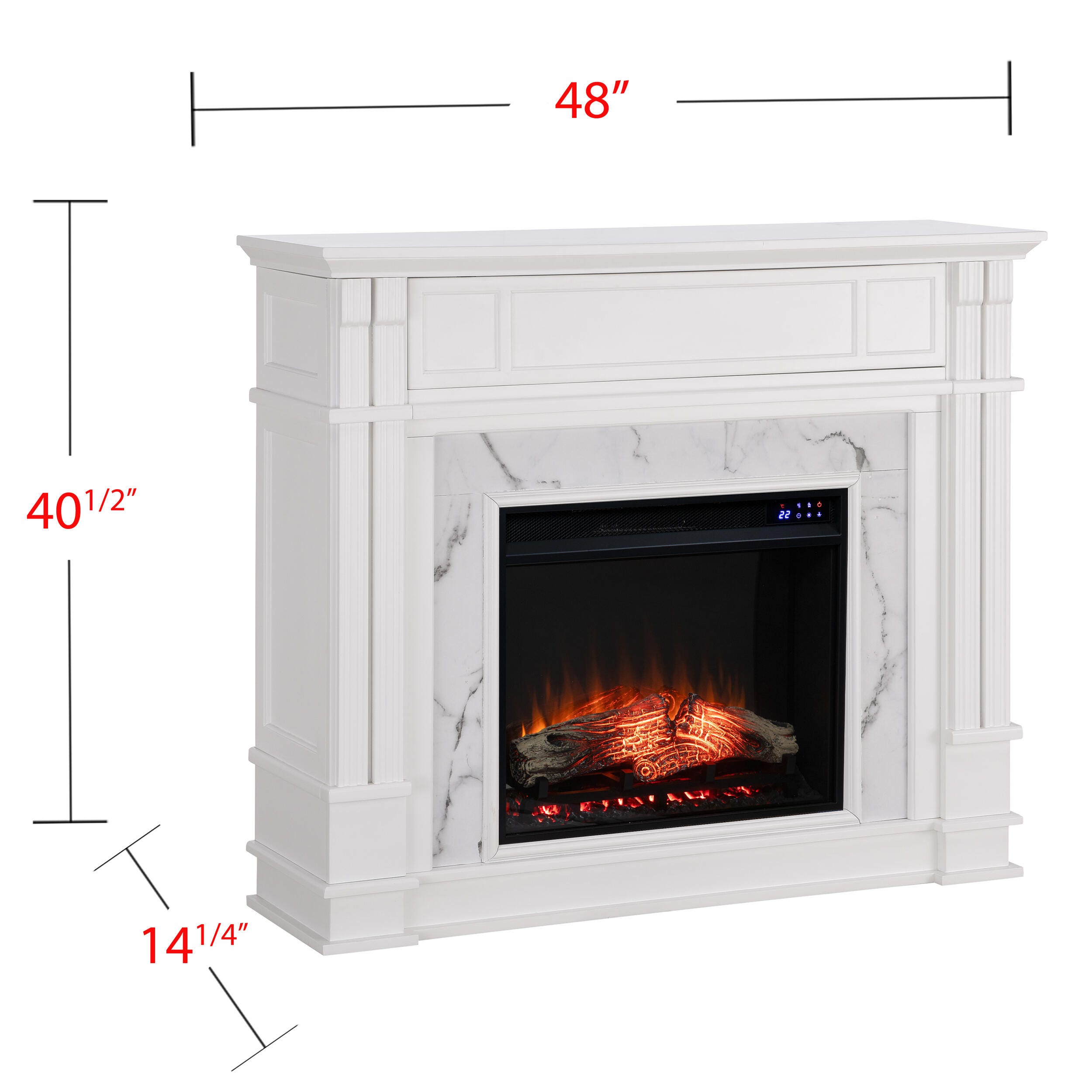 Southern Enterprises Solemma Faux Cararra Marble Touch Screen Electric Media Fireplace, , large