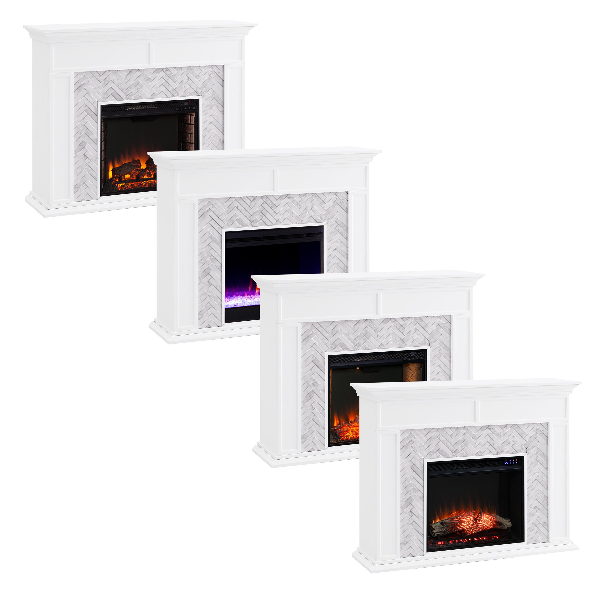 Southern Enterprises Walkerton Marble Tiled Touch Screen Electric Fireplace, , large