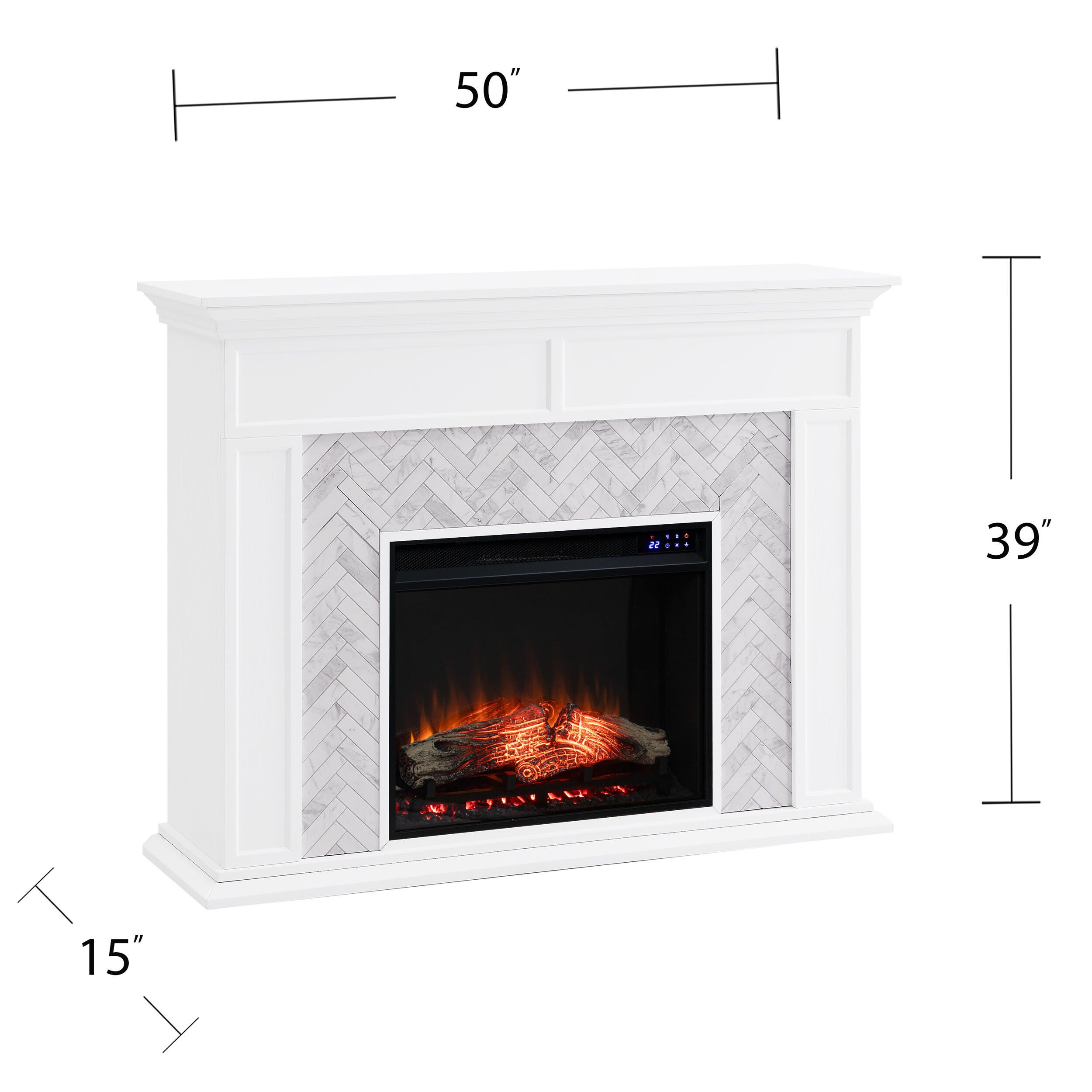 Southern Enterprises Walkerton Marble Tiled Touch Screen Electric Fireplace, , large