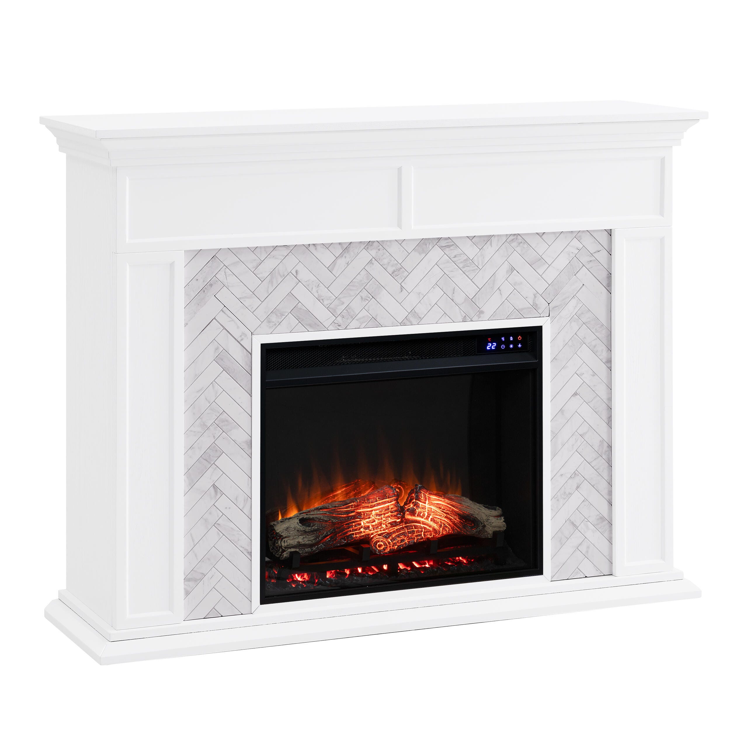 Southern Enterprises Walkerton Marble Tiled Touch Screen Electric Fireplace, , large