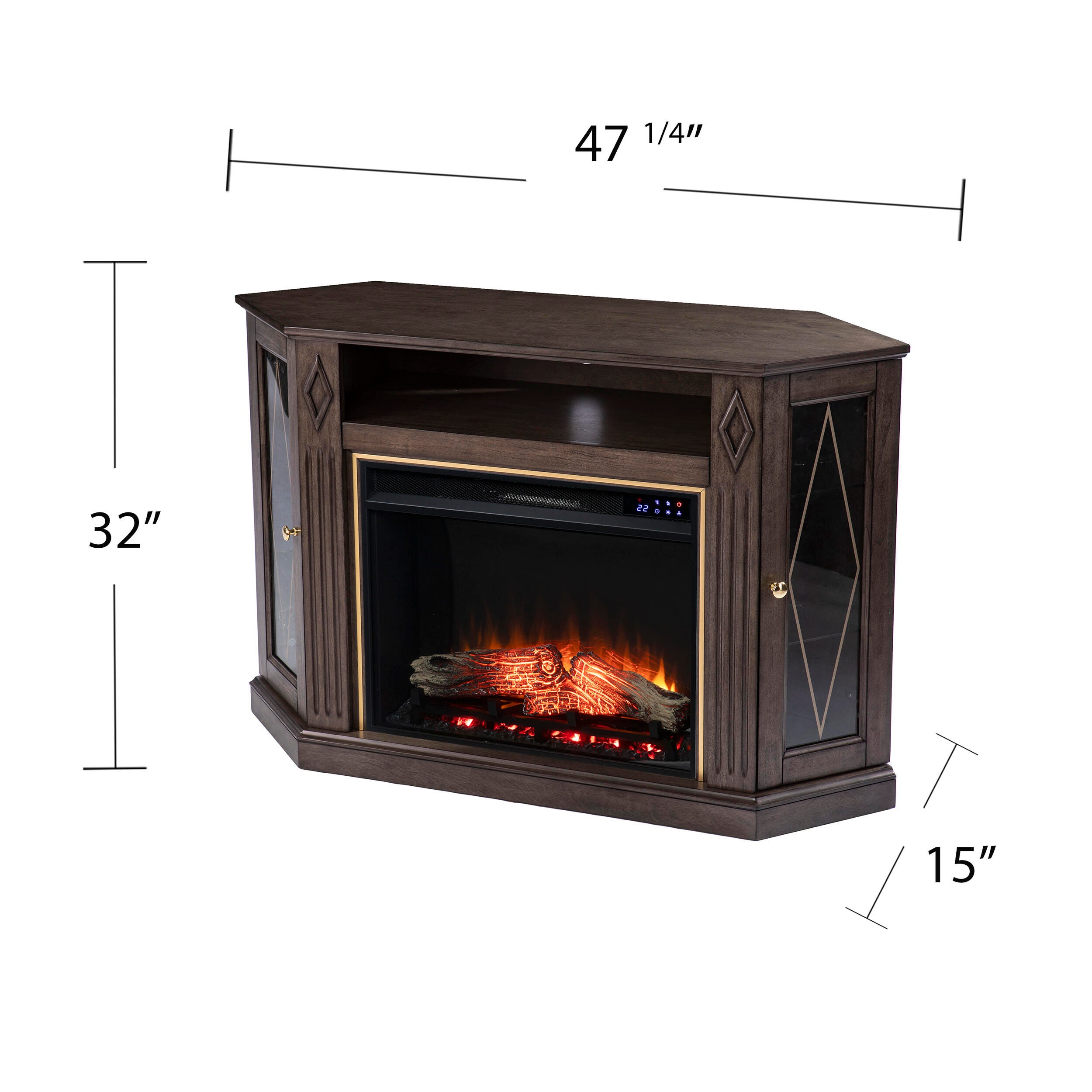 Southern Enterprises Gorrmyn Touch Screen Electric Fireplace with Media Storage, , large