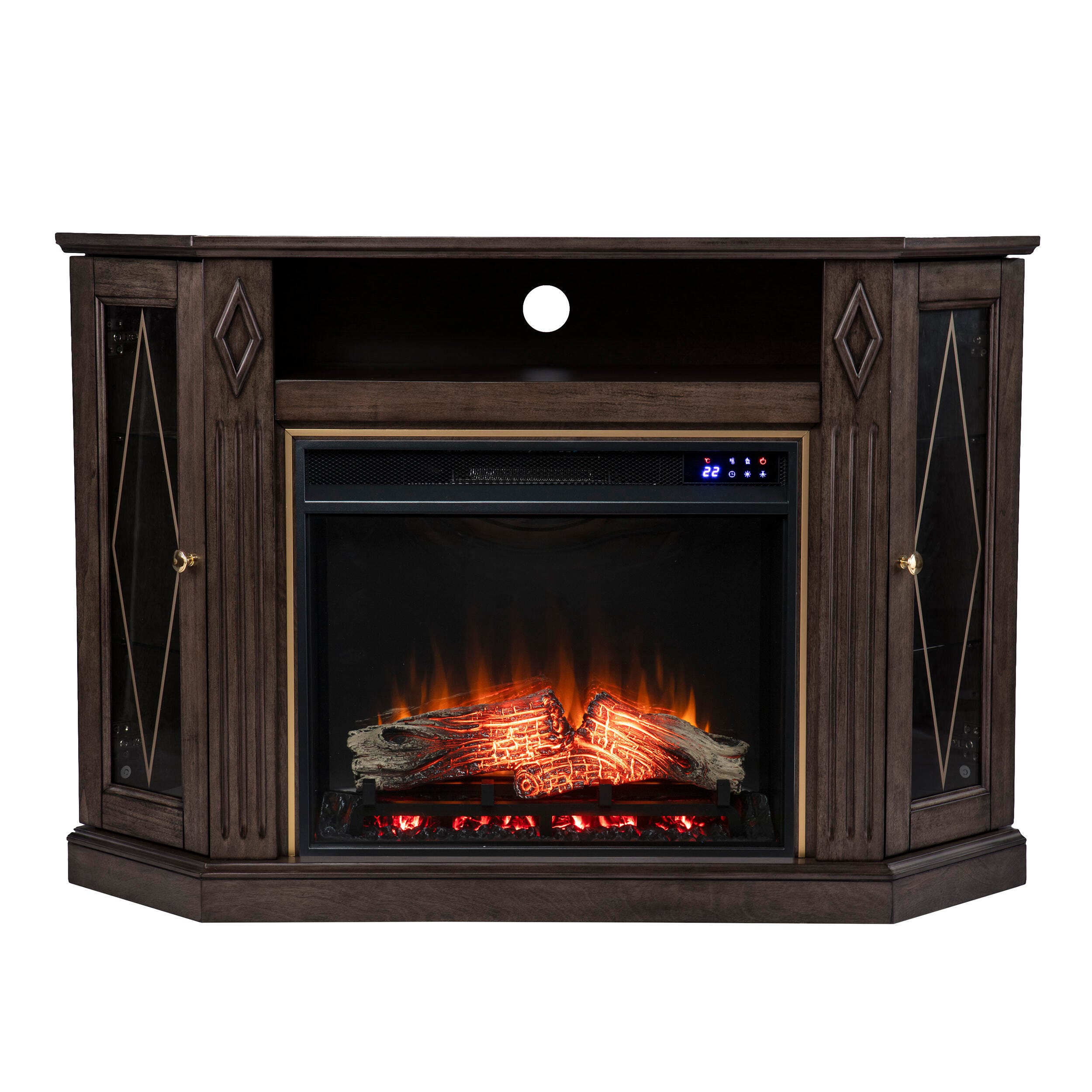 Southern Enterprises Gorrmyn Touch Screen Electric Fireplace with Media Storage, , large