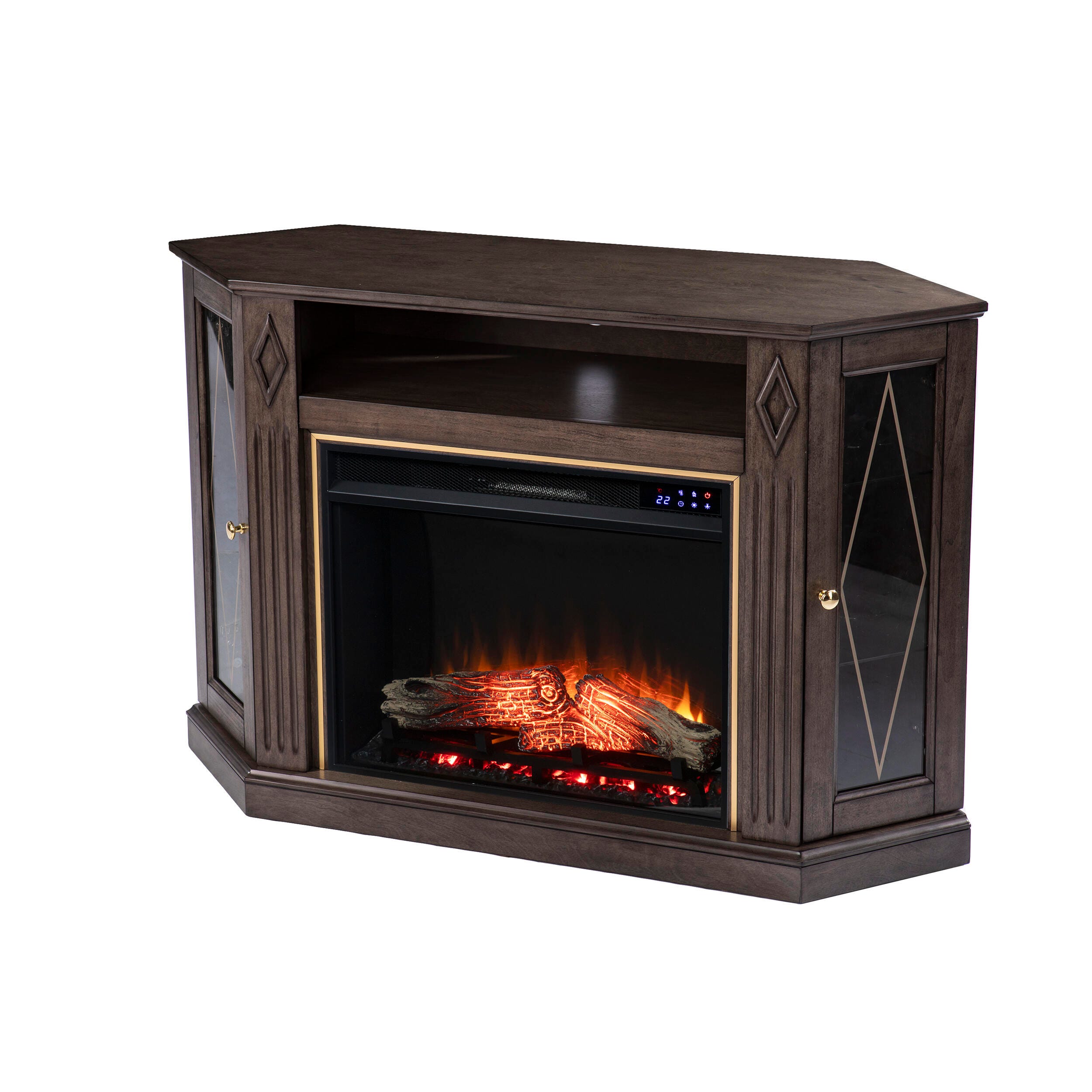 Southern Enterprises Gorrmyn Touch Screen Electric Fireplace with Media Storage, , large