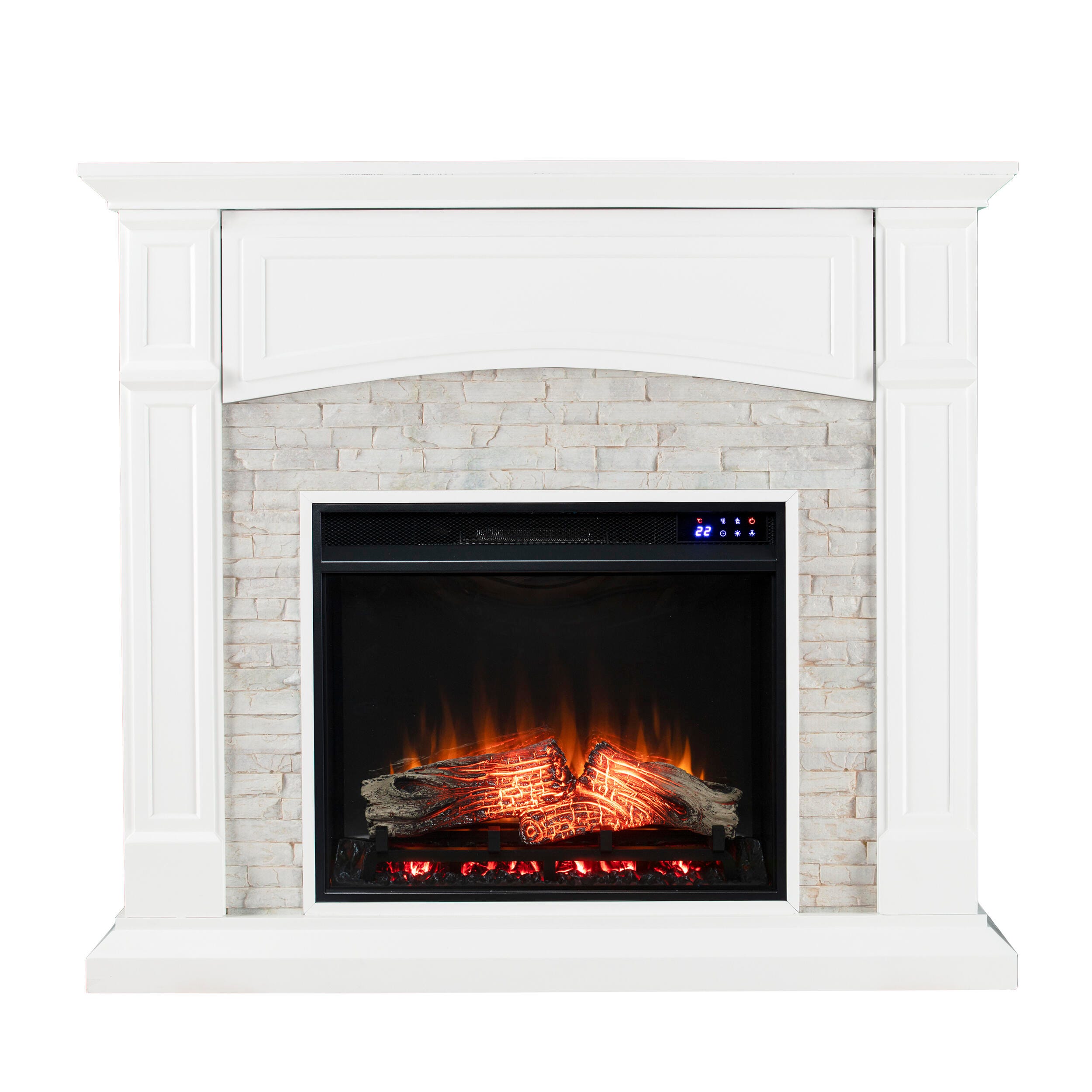 Southern Enterprises Brennax Electric Touch Screen Media Fireplace - White, , large
