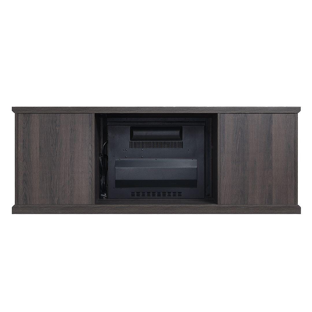 Manhattan Comfort Franklin 60" TV Stand with Electric Fireplace, Brown, large