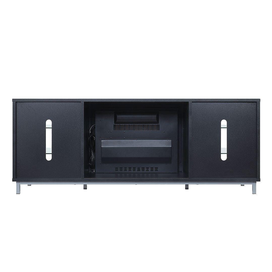 Manhattan Comfort Brighton 60" TV Stand with Electric Fireplace, Onyx, large