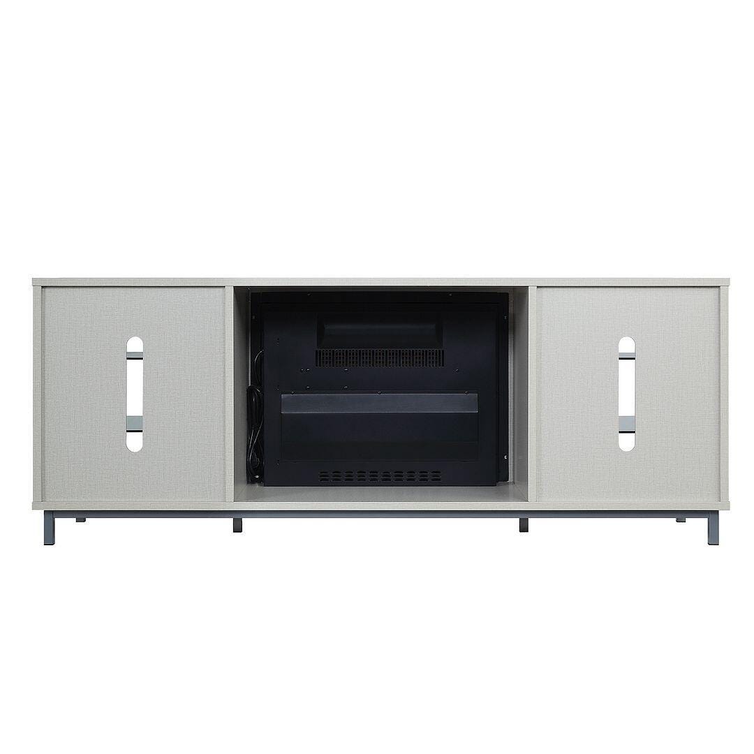 Manhattan Comfort Brighton 60" TV Stand with Electric Fireplace, Beige, large
