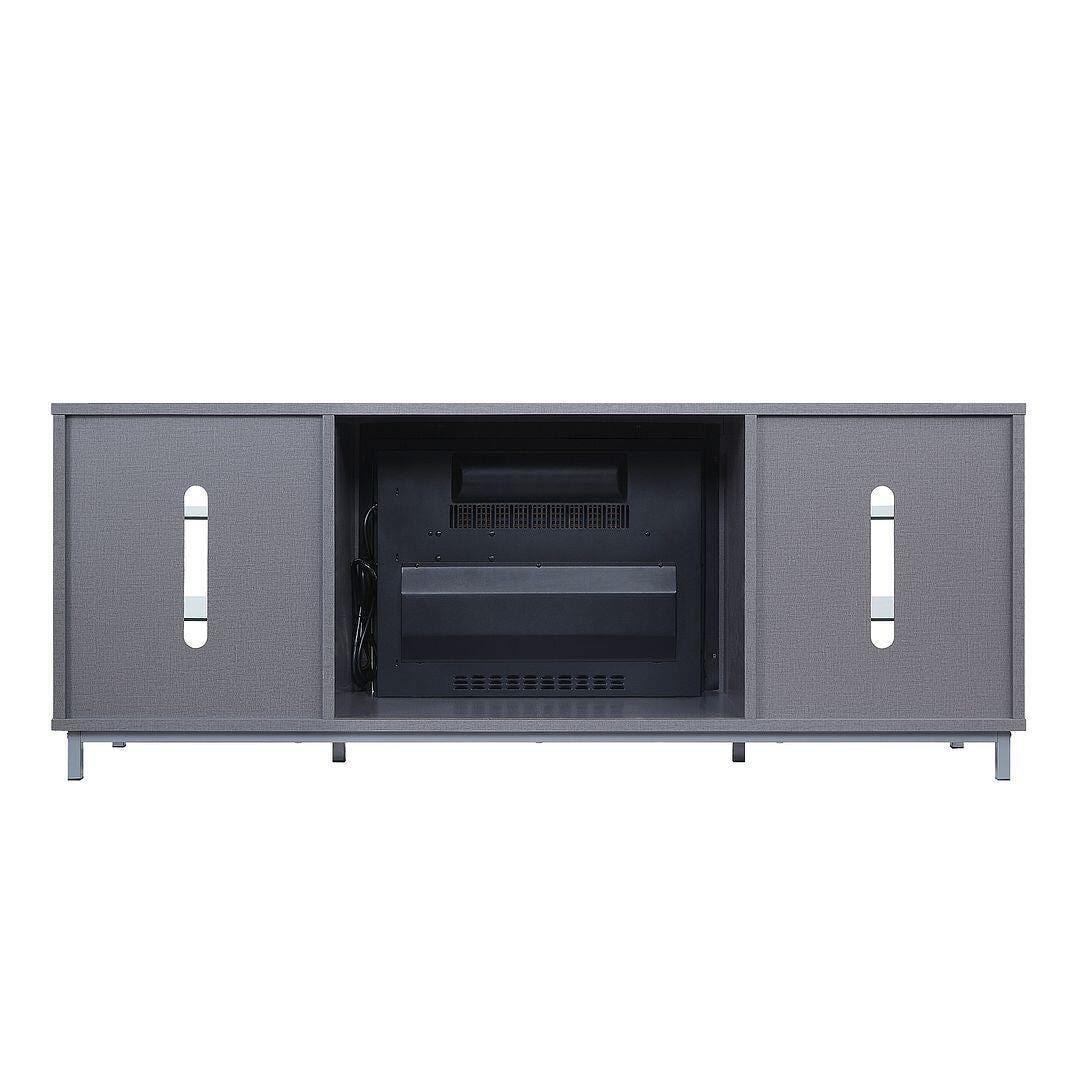 Manhattan Comfort Brighton 60" TV Stand with Electric Fireplace, Gray, large