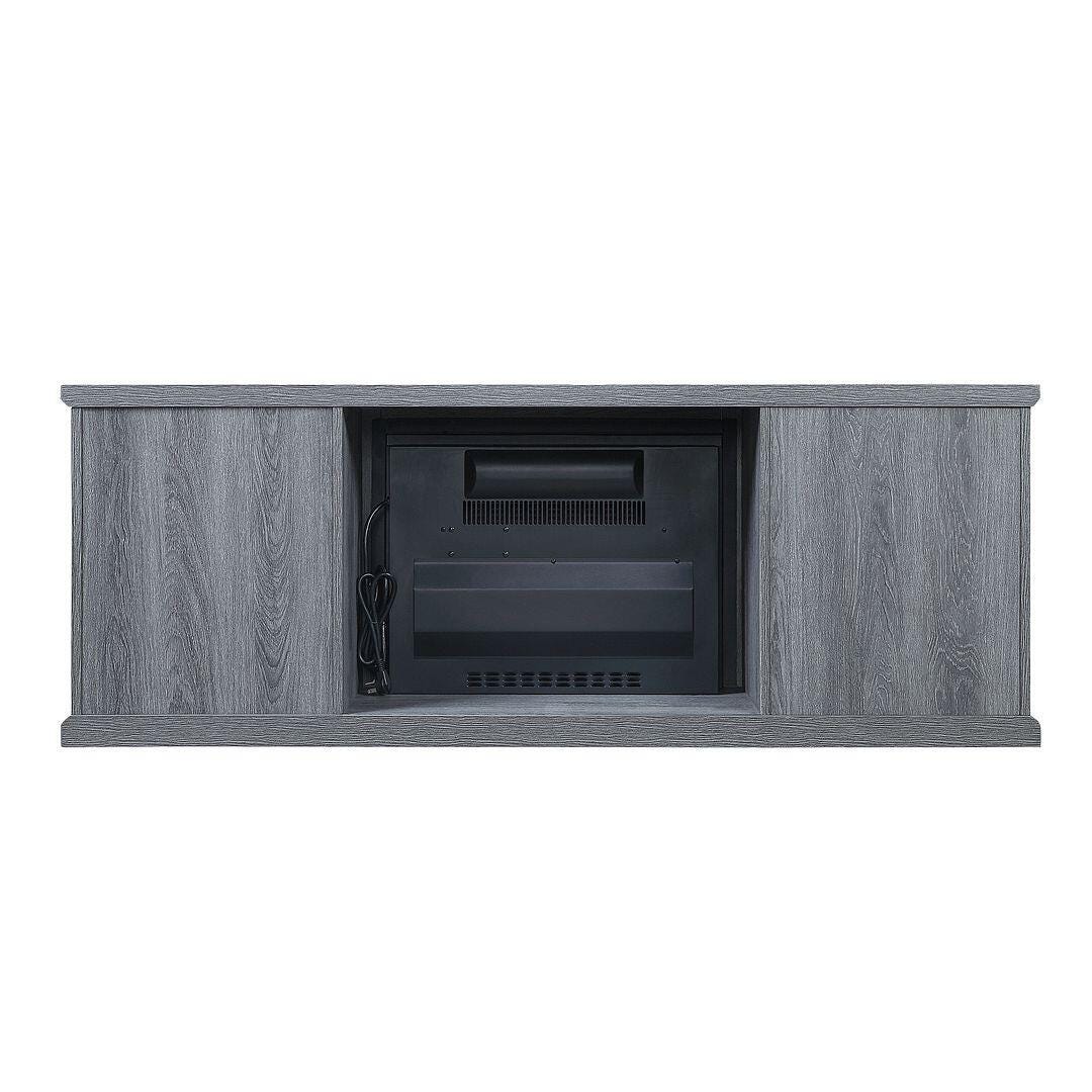 Manhattan Comfort Franklin 60" TV Stand with Electric Fireplace, Gray, large