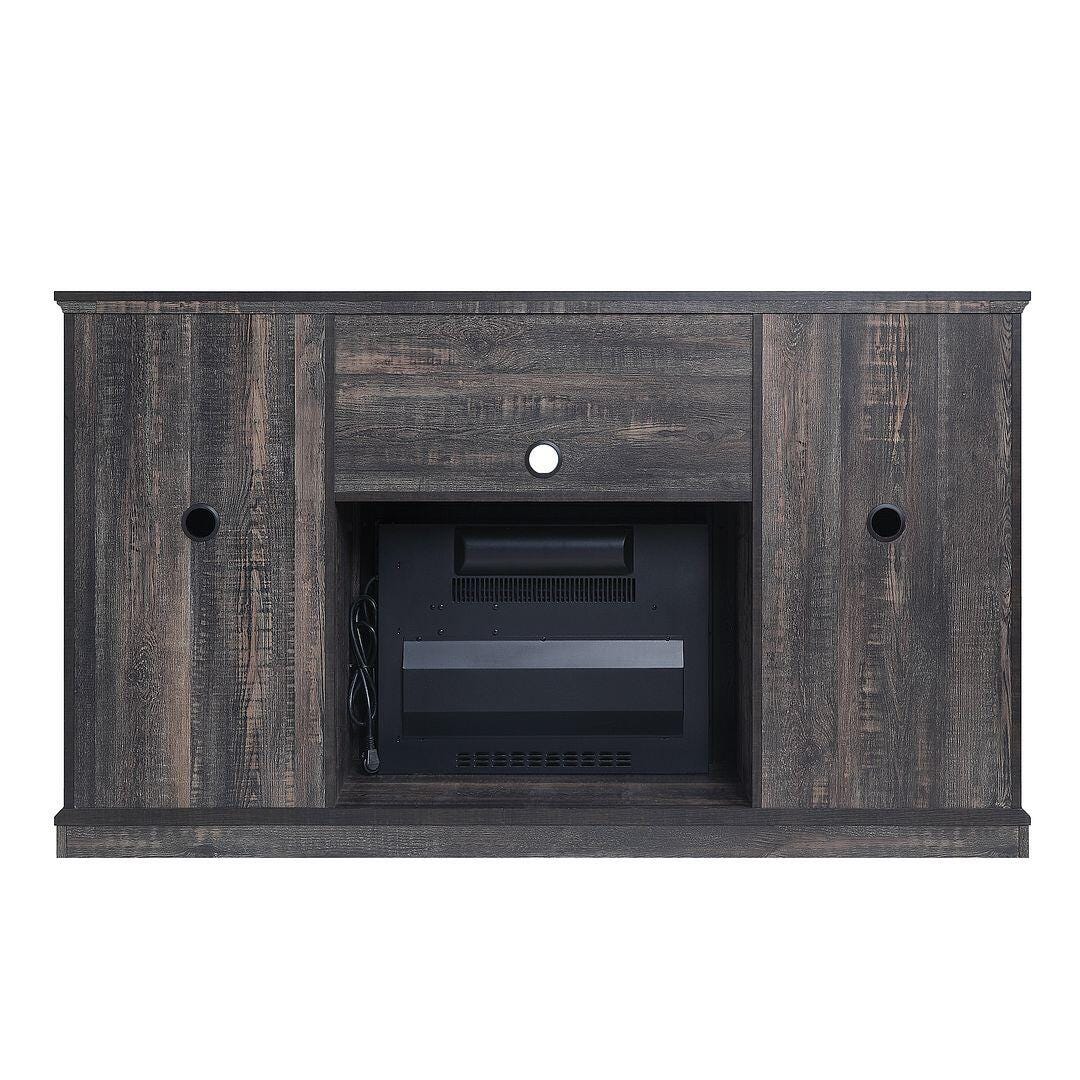 Manhattan Comfort Myrtle 60" TV Stand with Electric Fireplace, Heavy Brown, large
