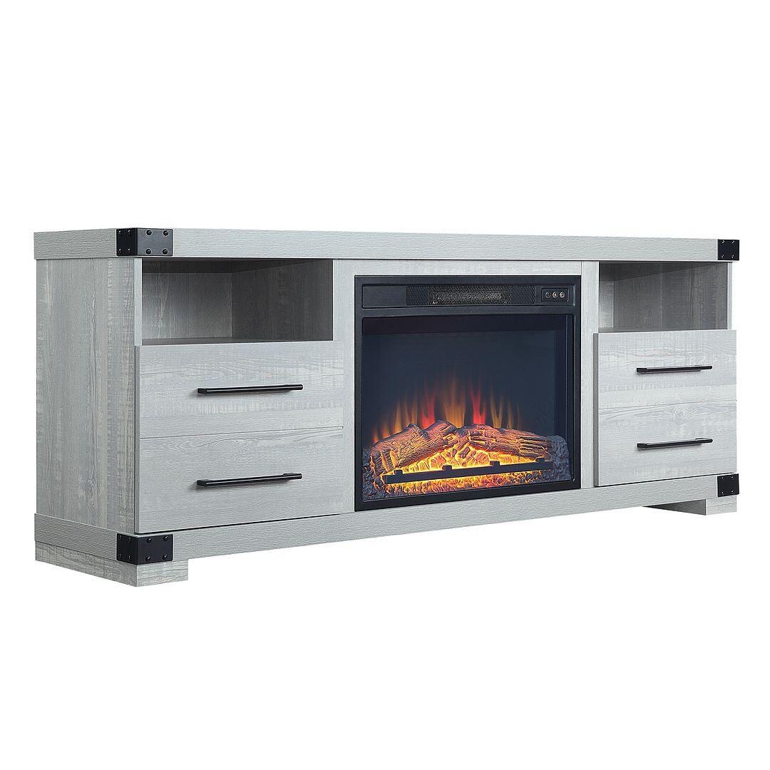 Manhattan Comfort Richmond 60" TV Stand with Electric Fireplace, Gray, large