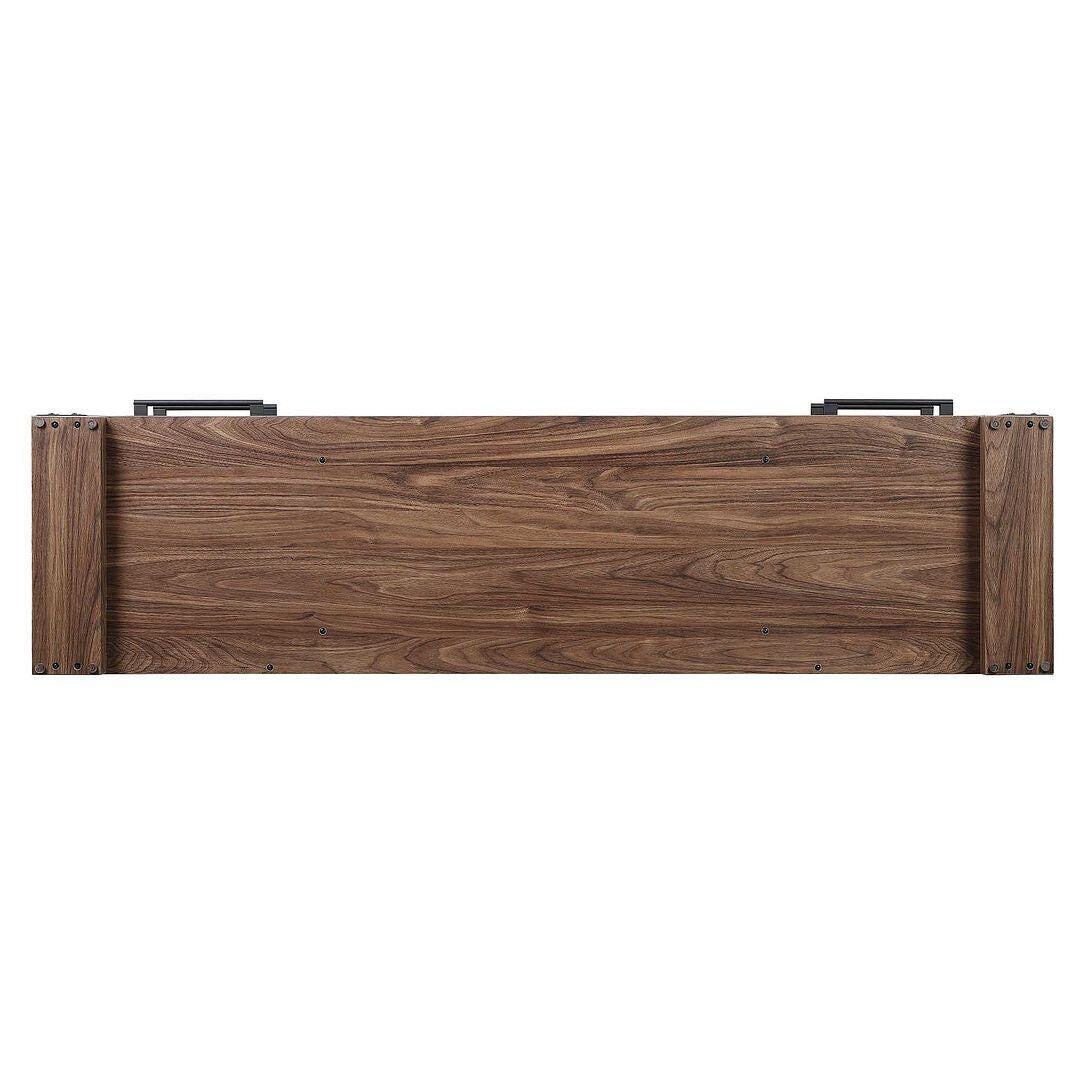 Manhattan Comfort Richmond 60" TV Stand with Electric Fireplace, Brown, large