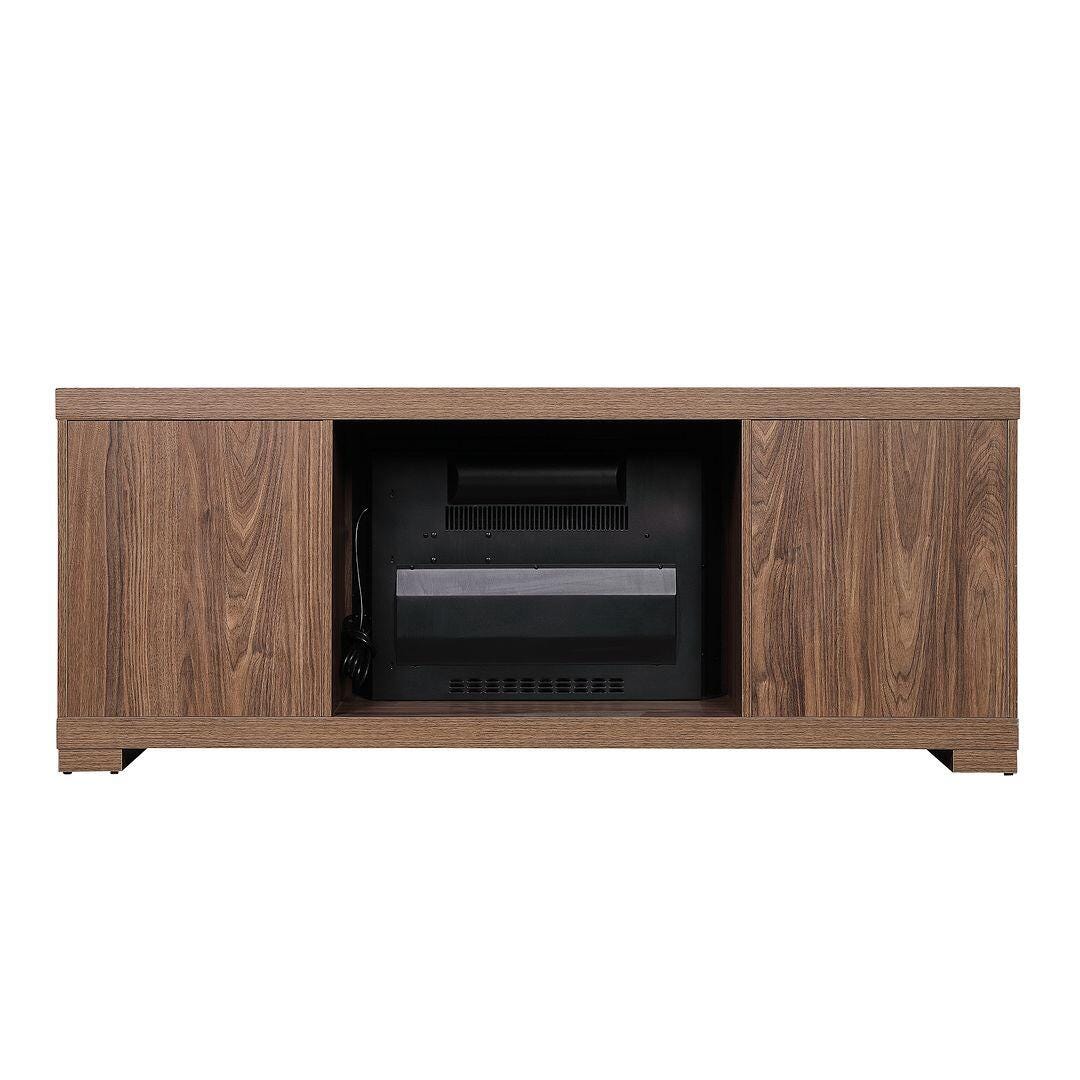 Manhattan Comfort Richmond 60" TV Stand with Electric Fireplace, Brown, large